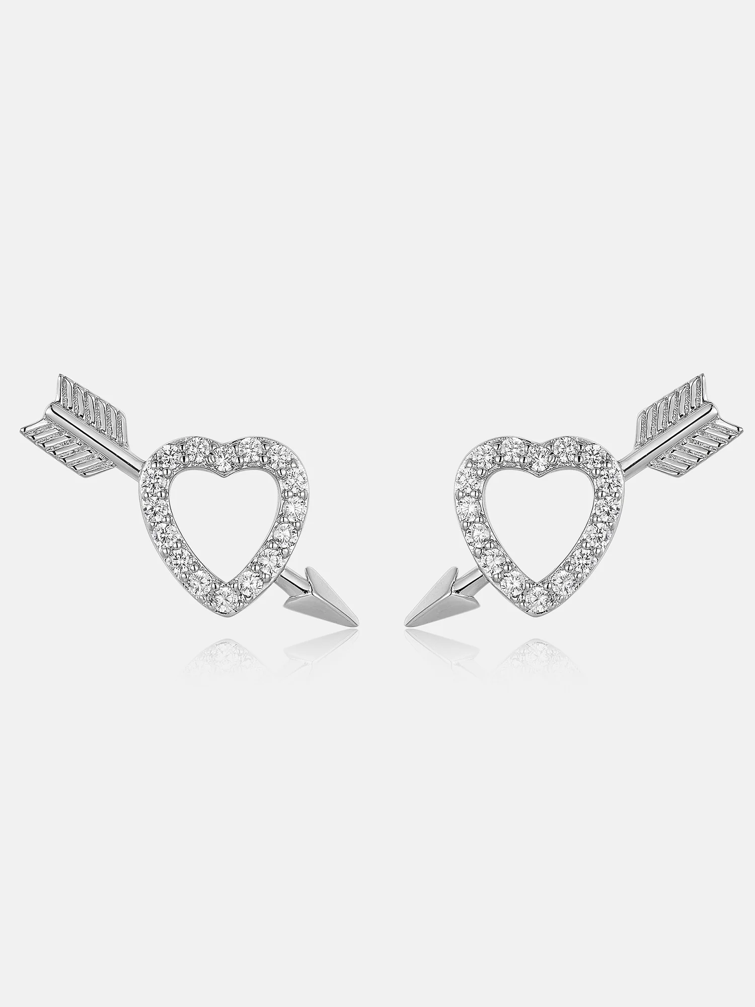 Arrow Heart Moissanite Stud Earrings