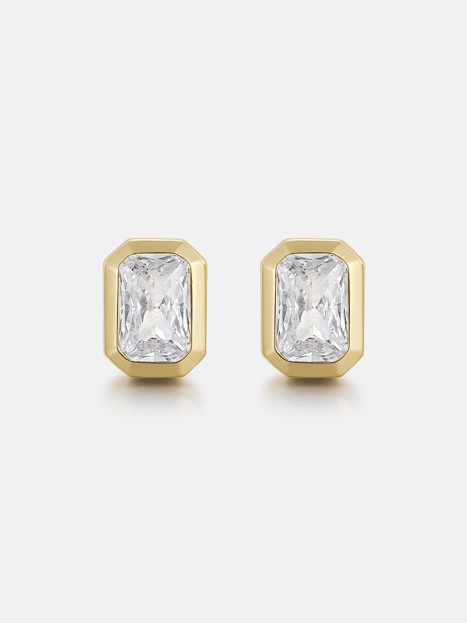 Baguette-Bezel Moissanite Studs Earrings - Image 2