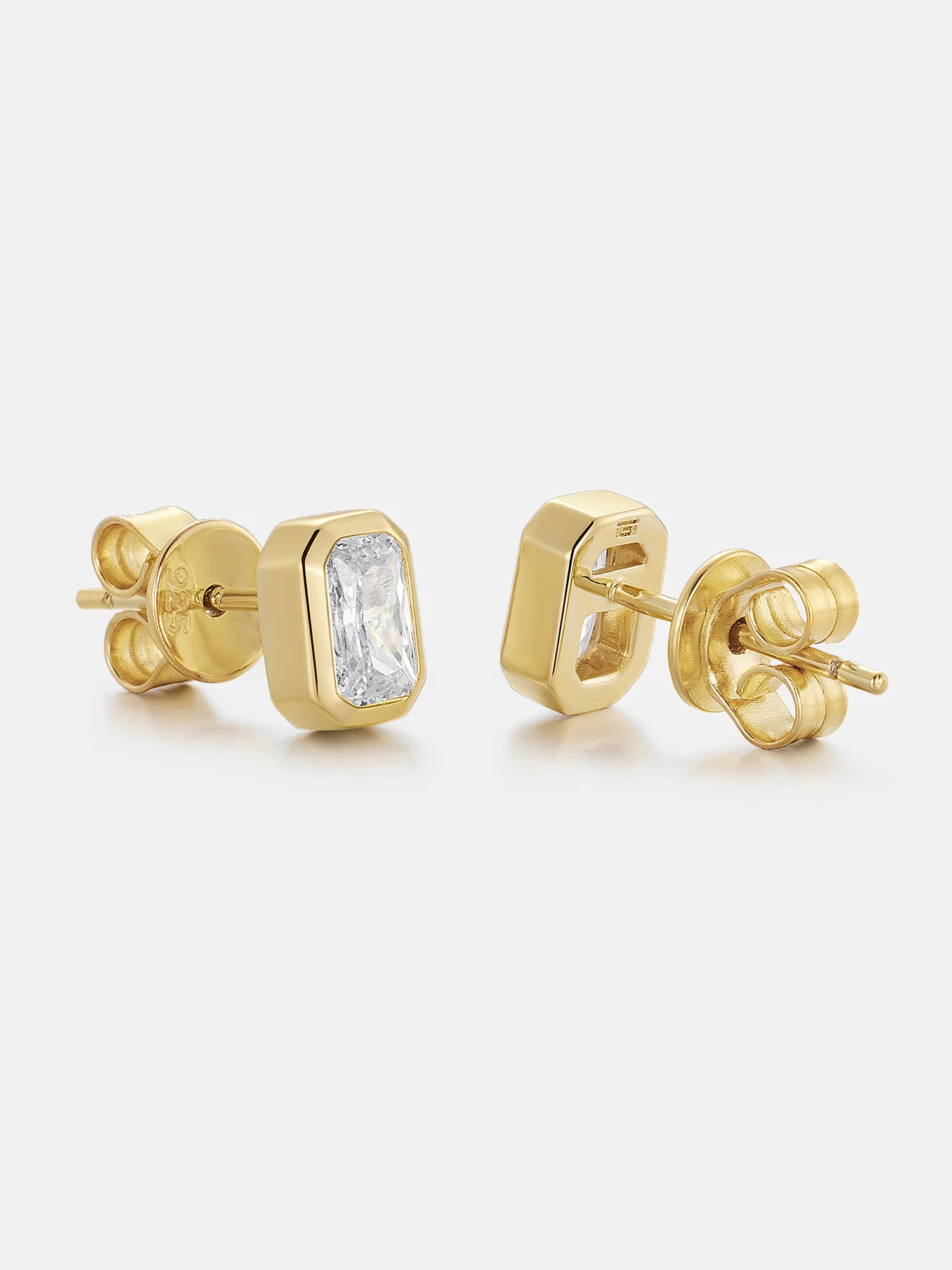 Baguette-Bezel Moissanite Studs Earrings - Image 3