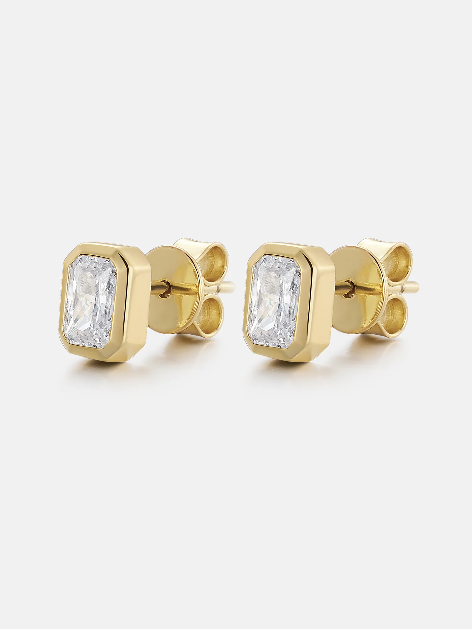 Baguette-Bezel Moissanite Studs Earrings - Image 4