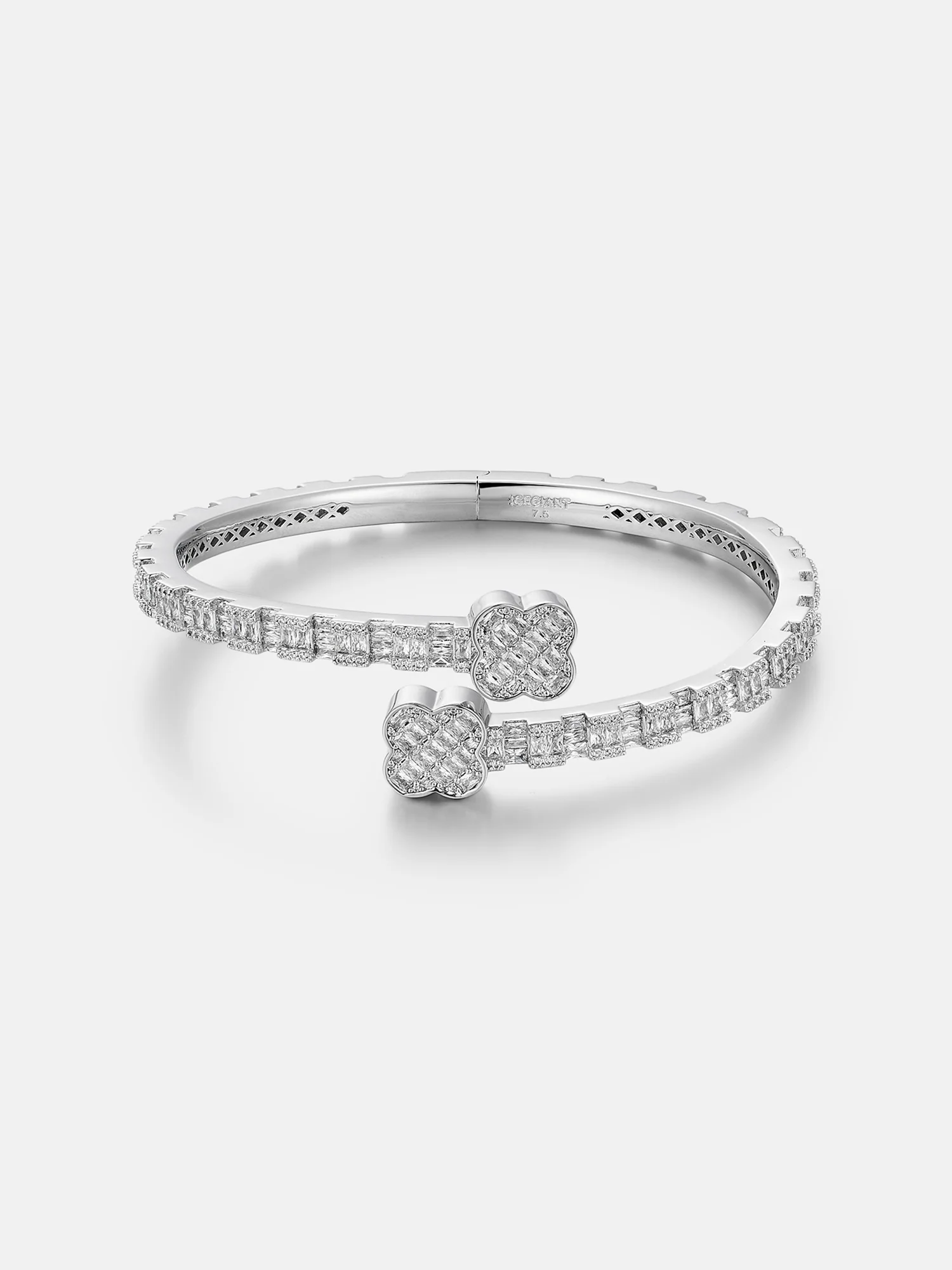 Baguette Clover Moissanite Bangle Bracelet