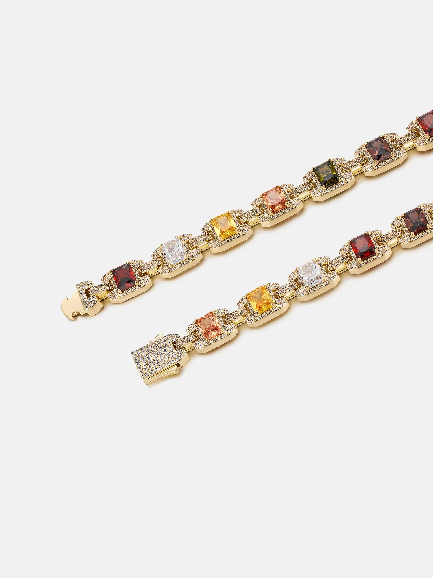 Baguette Colored Gem & Moissanite Link Bracelet - Image 2