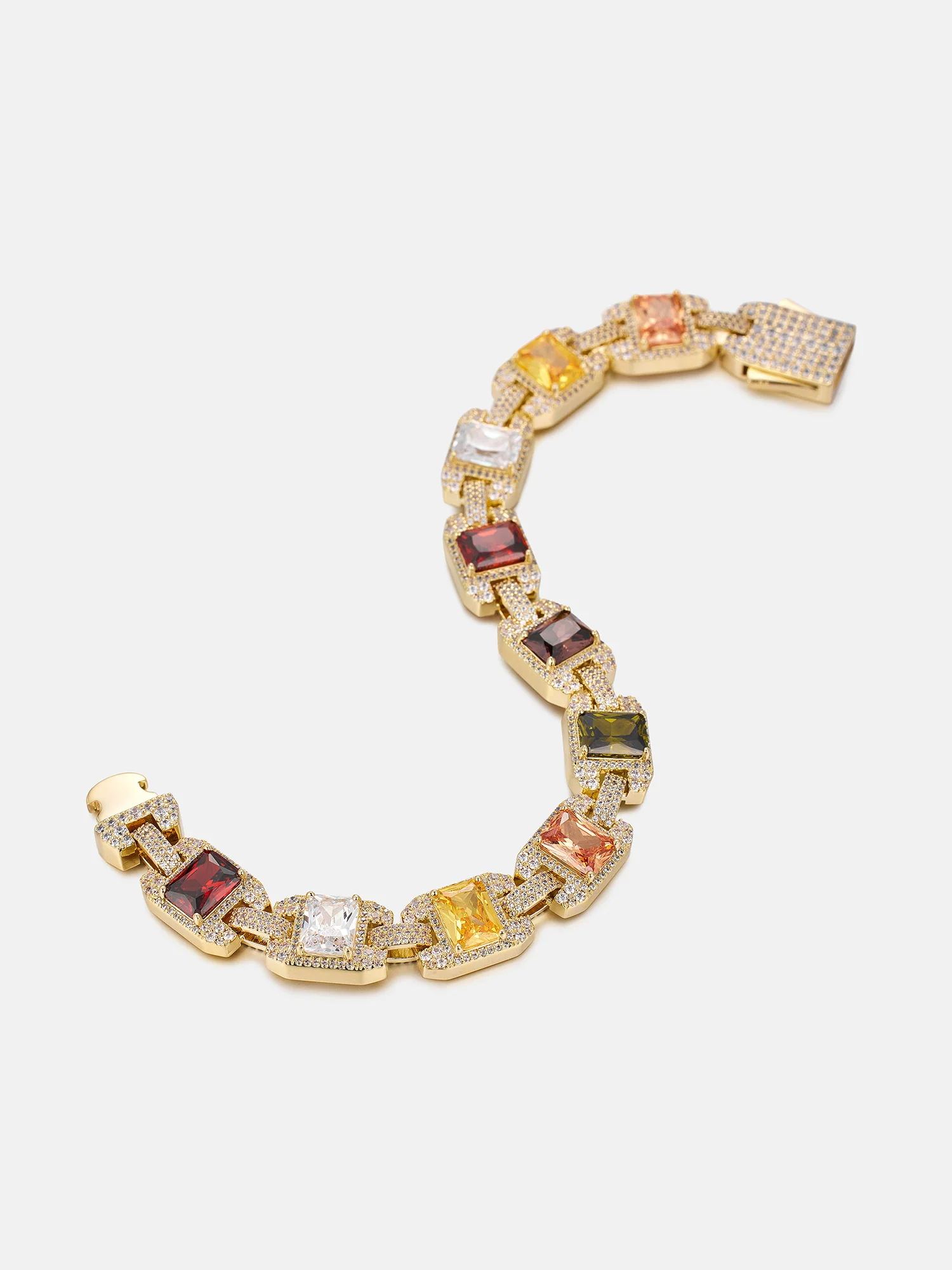 Baguette Colored Gem & Moissanite Link Bracelet - Image 3