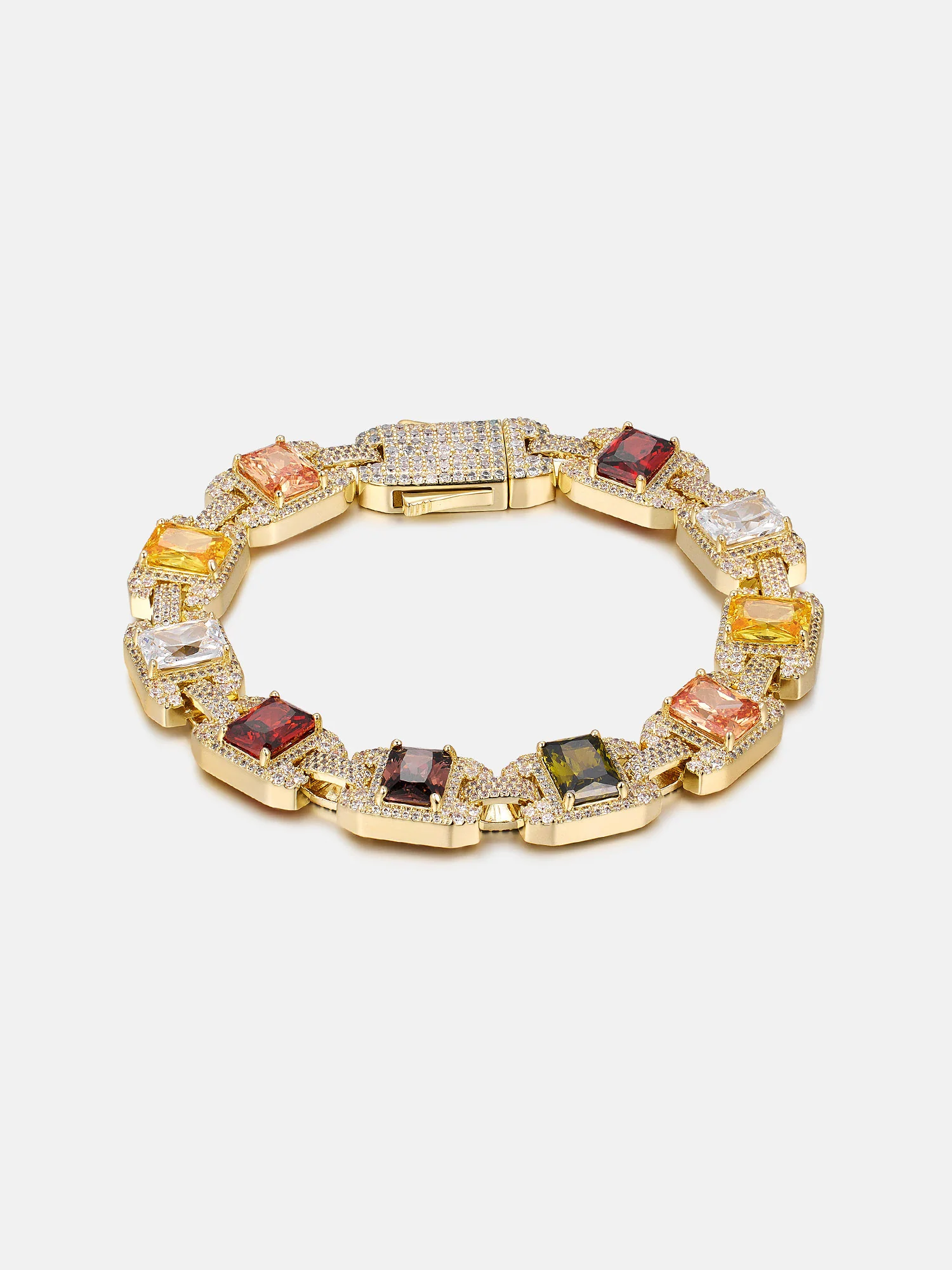 Baguette Colored Gem & Moissanite Link Bracelet - Image 4