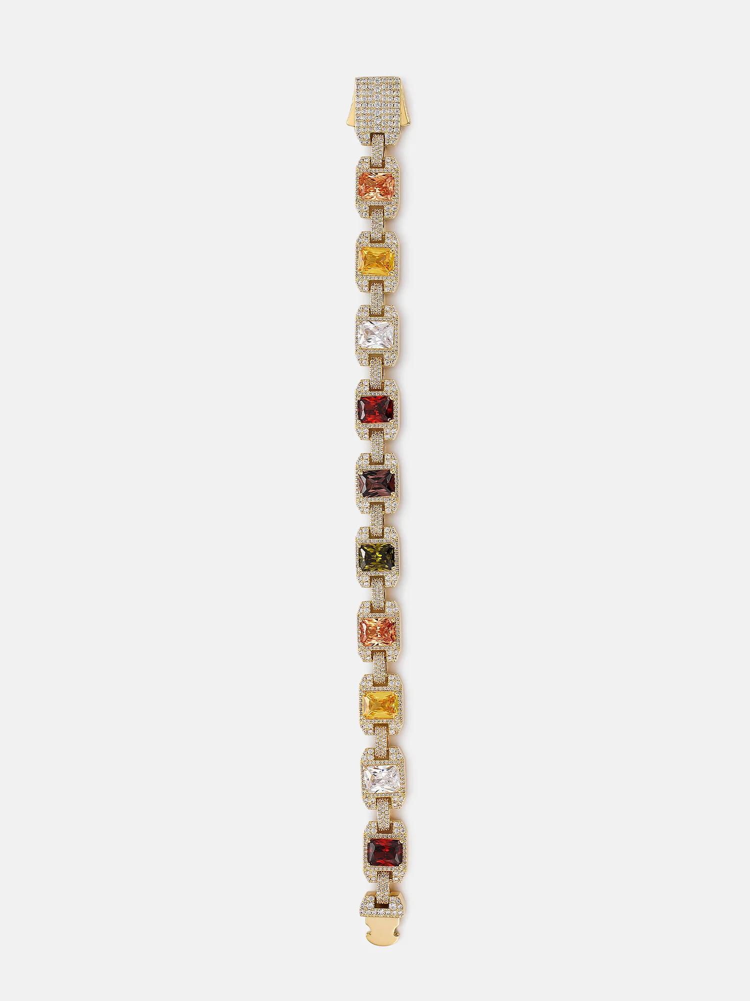 Baguette Colored Gem & Moissanite Link Bracelet - Image 5