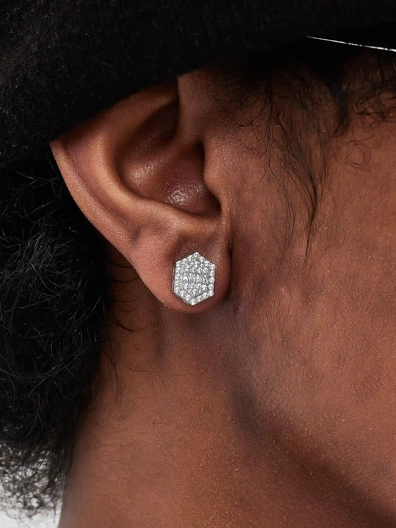 Baguette & Round Moissanite Hexagon Earrings - Image 5