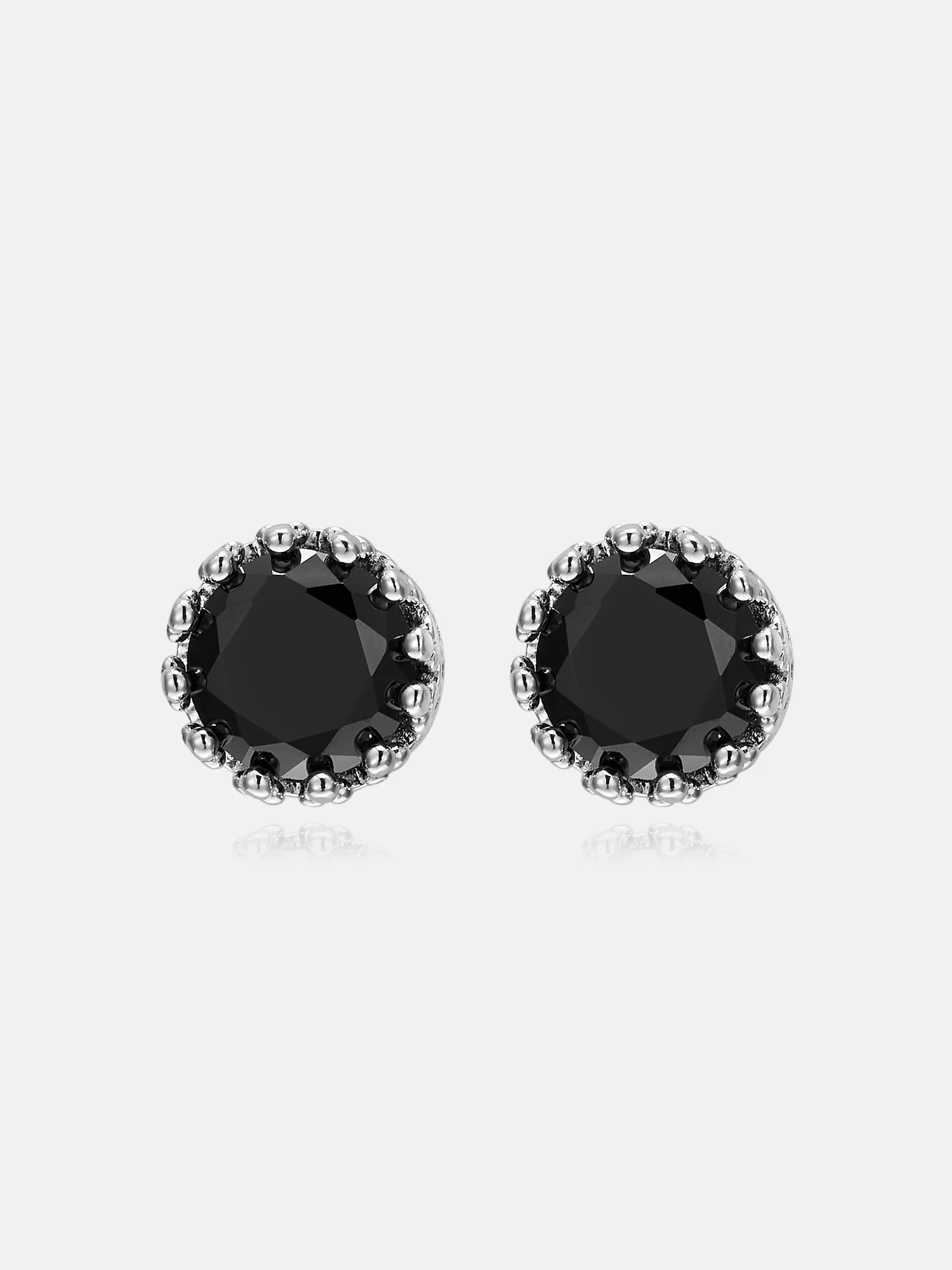 Black Moissanite Crown Stud Earrings