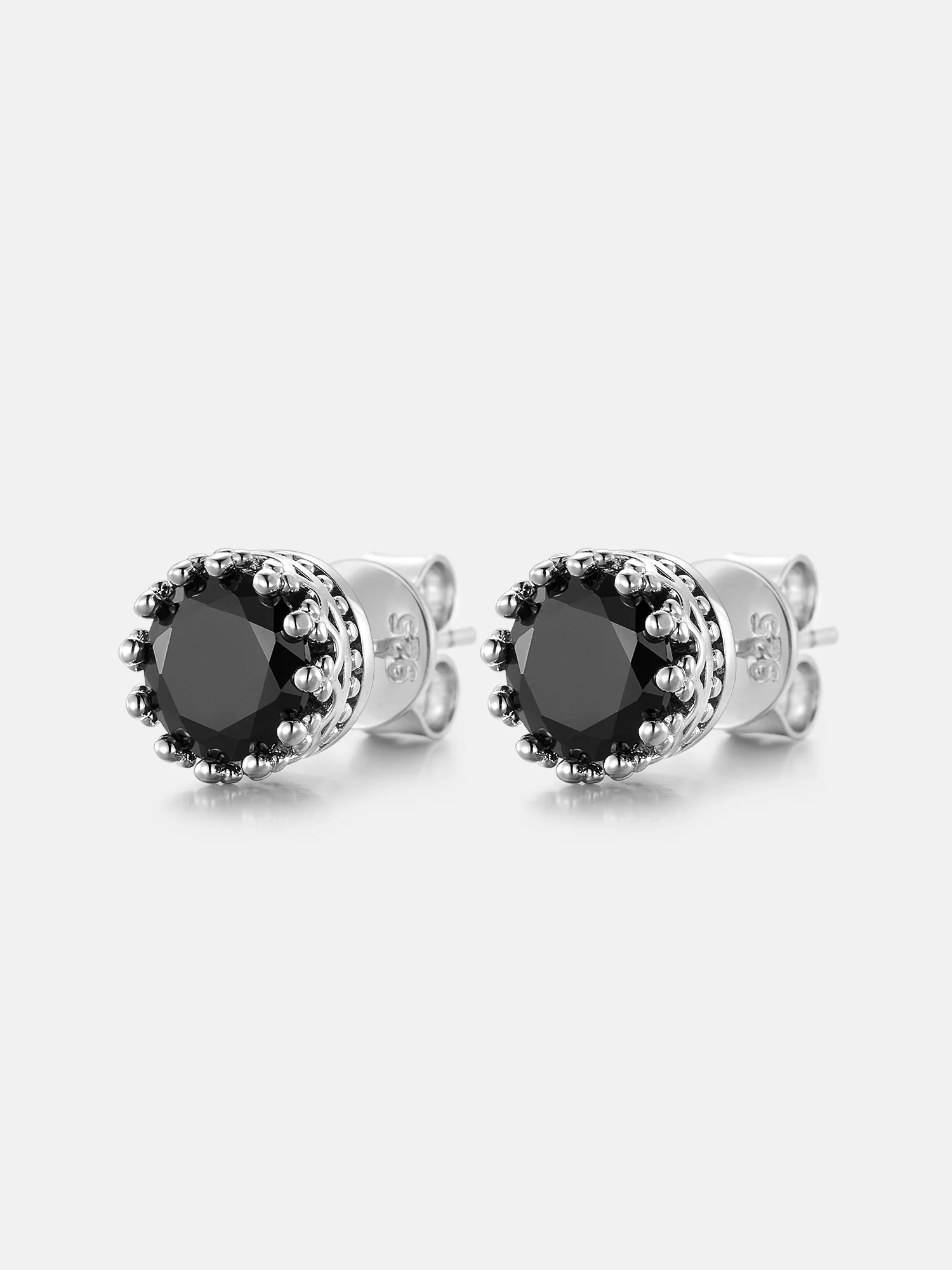 Black Moissanite Crown Stud Earrings - Image 2