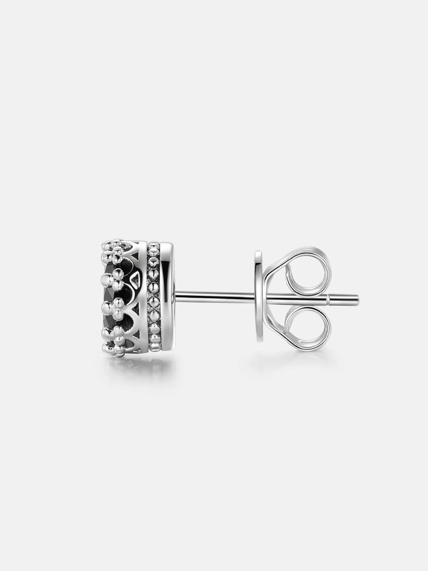 Black Moissanite Crown Stud Earrings - Image 4