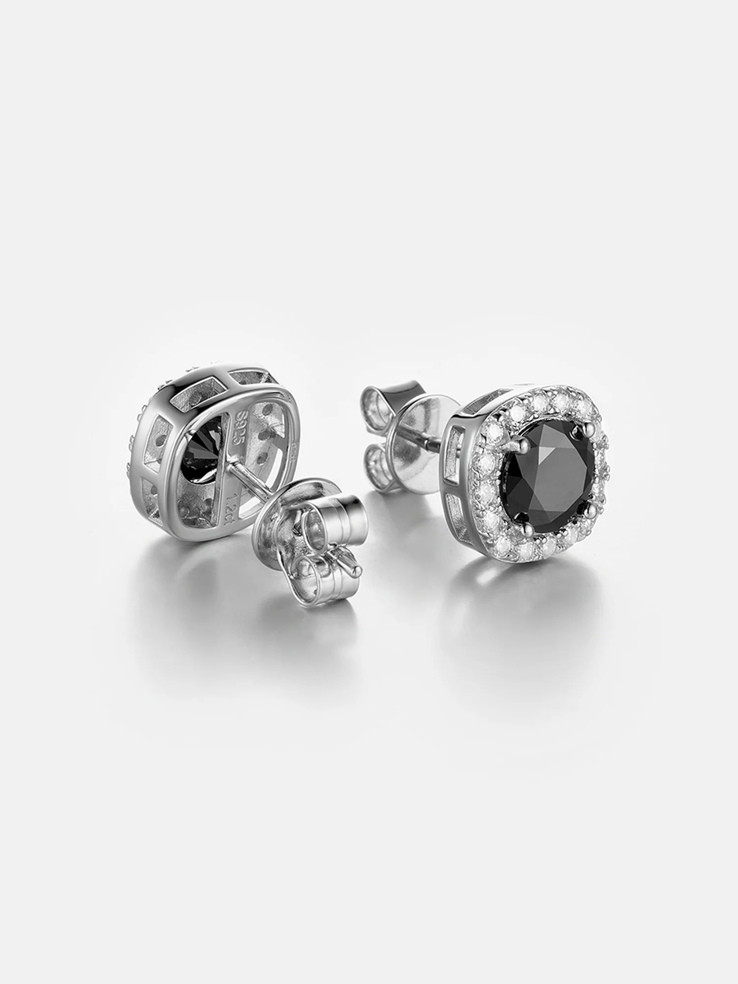 Black Moissanite Square Stud Earrings - 3.4 Carat Total - Image 3