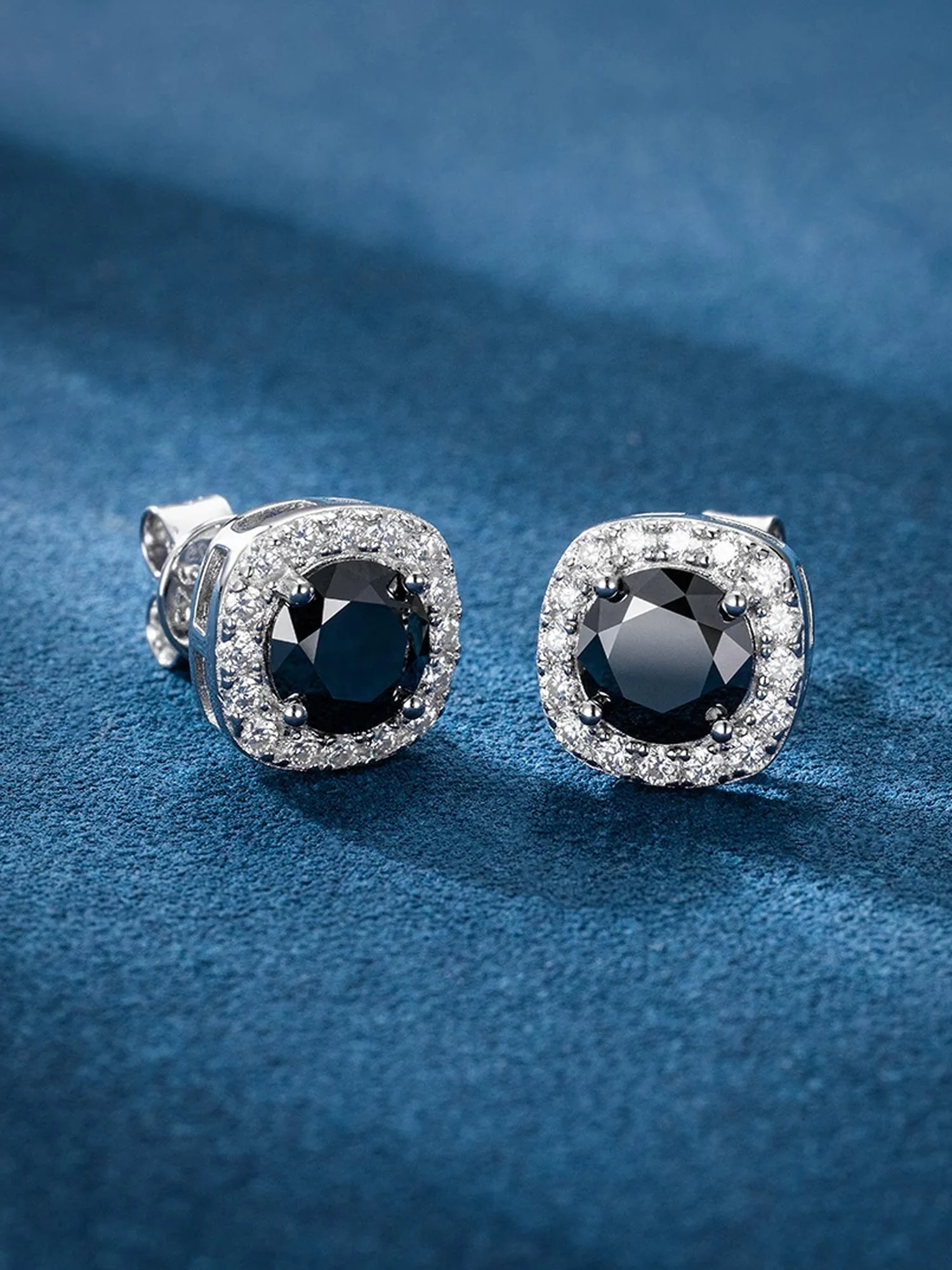 Black Moissanite Square Stud Earrings - 3.4 Carat Total - Image 4