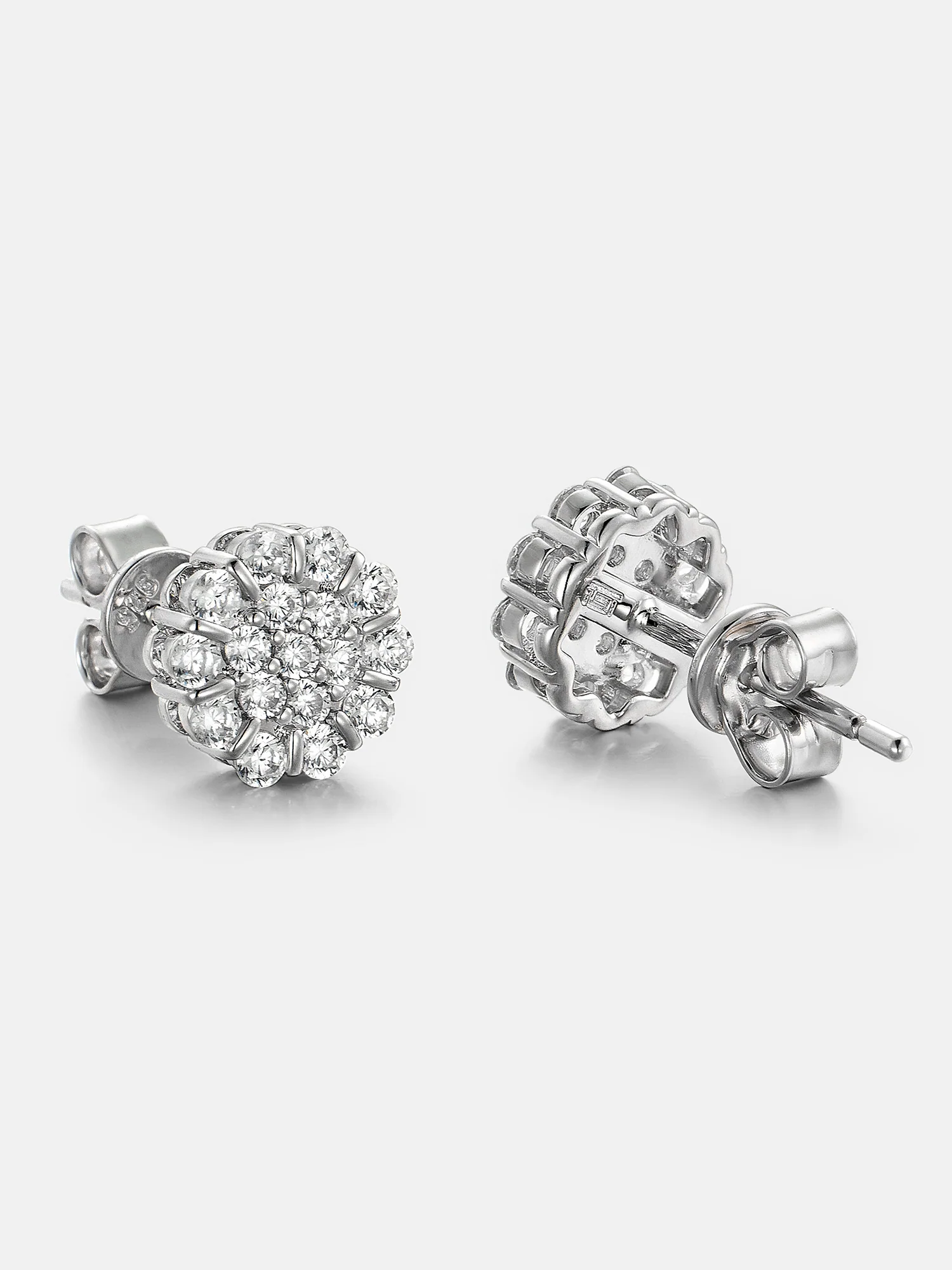 Blooming Halo Cluster Moissanite Stud Earrings - Image 3