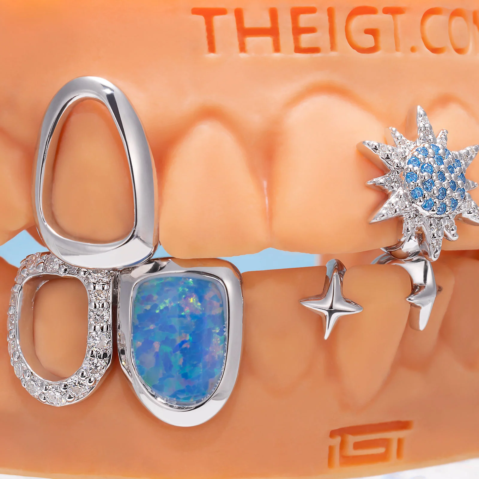 "Blue Bloom" Opal Sunflower Grillz - Image 2