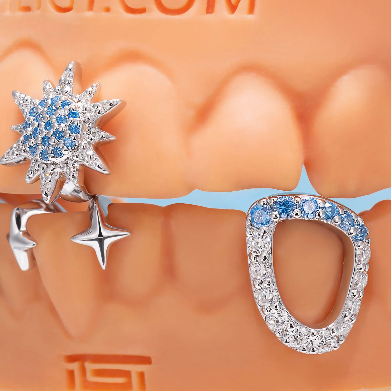 "Blue Bloom" Opal Sunflower Grillz - Image 3