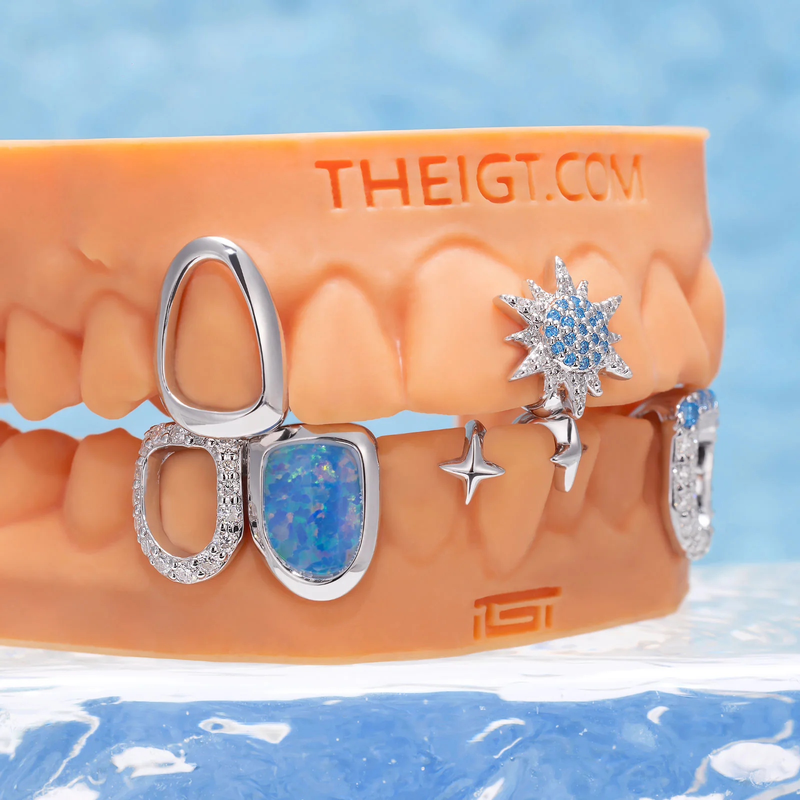 "Blue Bloom" Opal Sunflower Grillz - Image 4