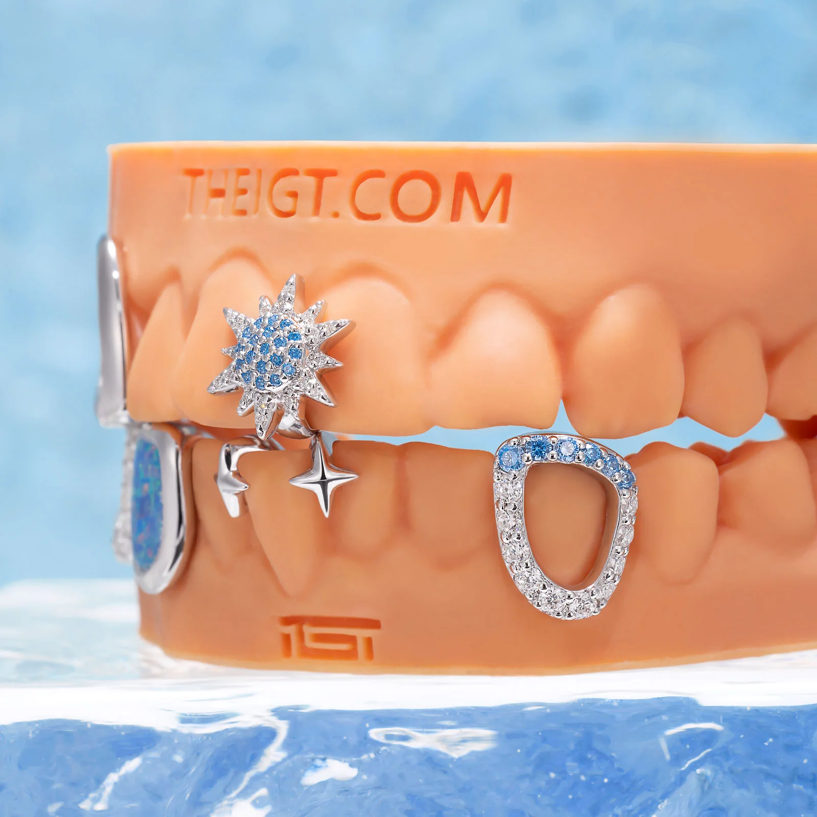 "Blue Bloom" Opal Sunflower Grillz - Image 5