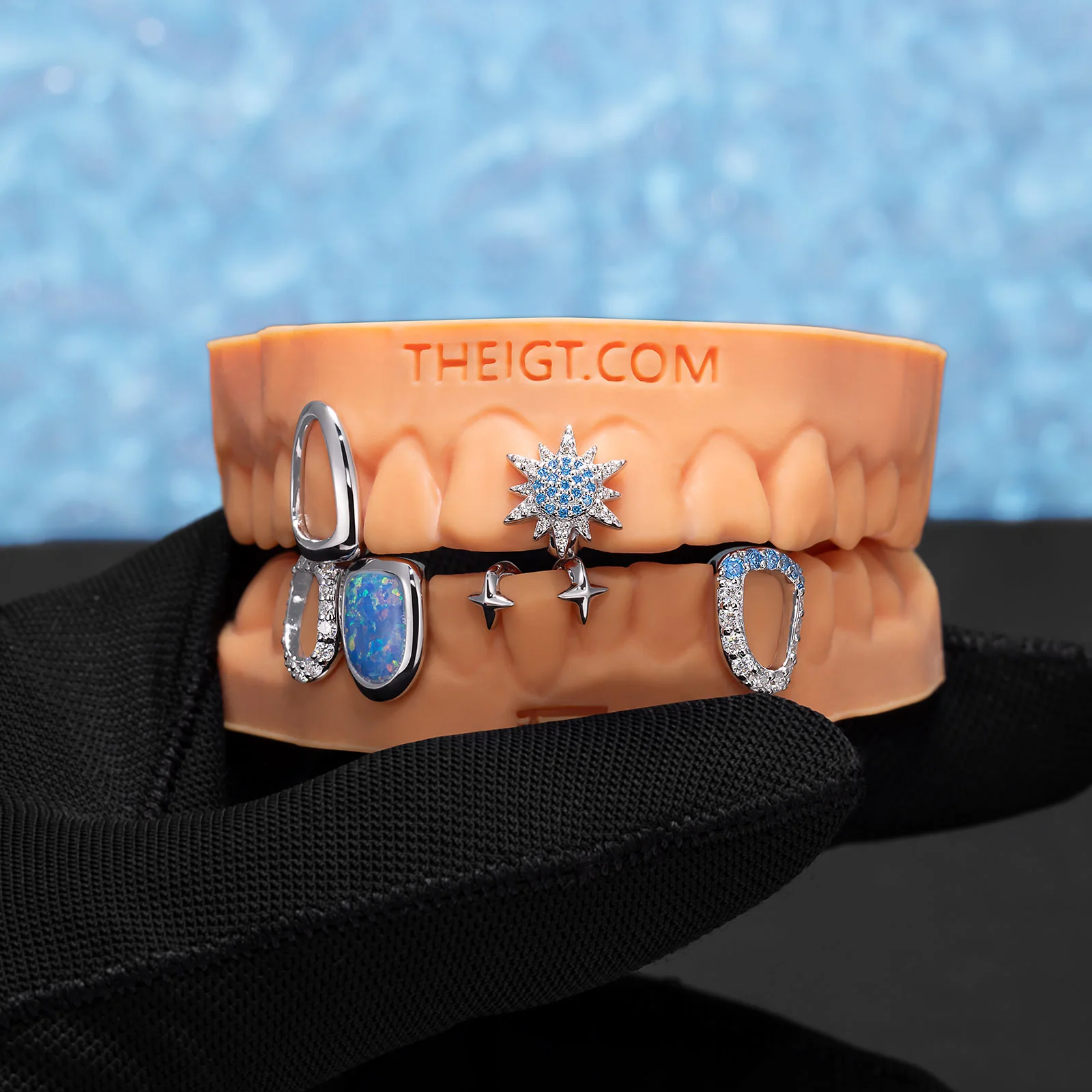 "Blue Bloom" Opal Sunflower Grillz - Image 6