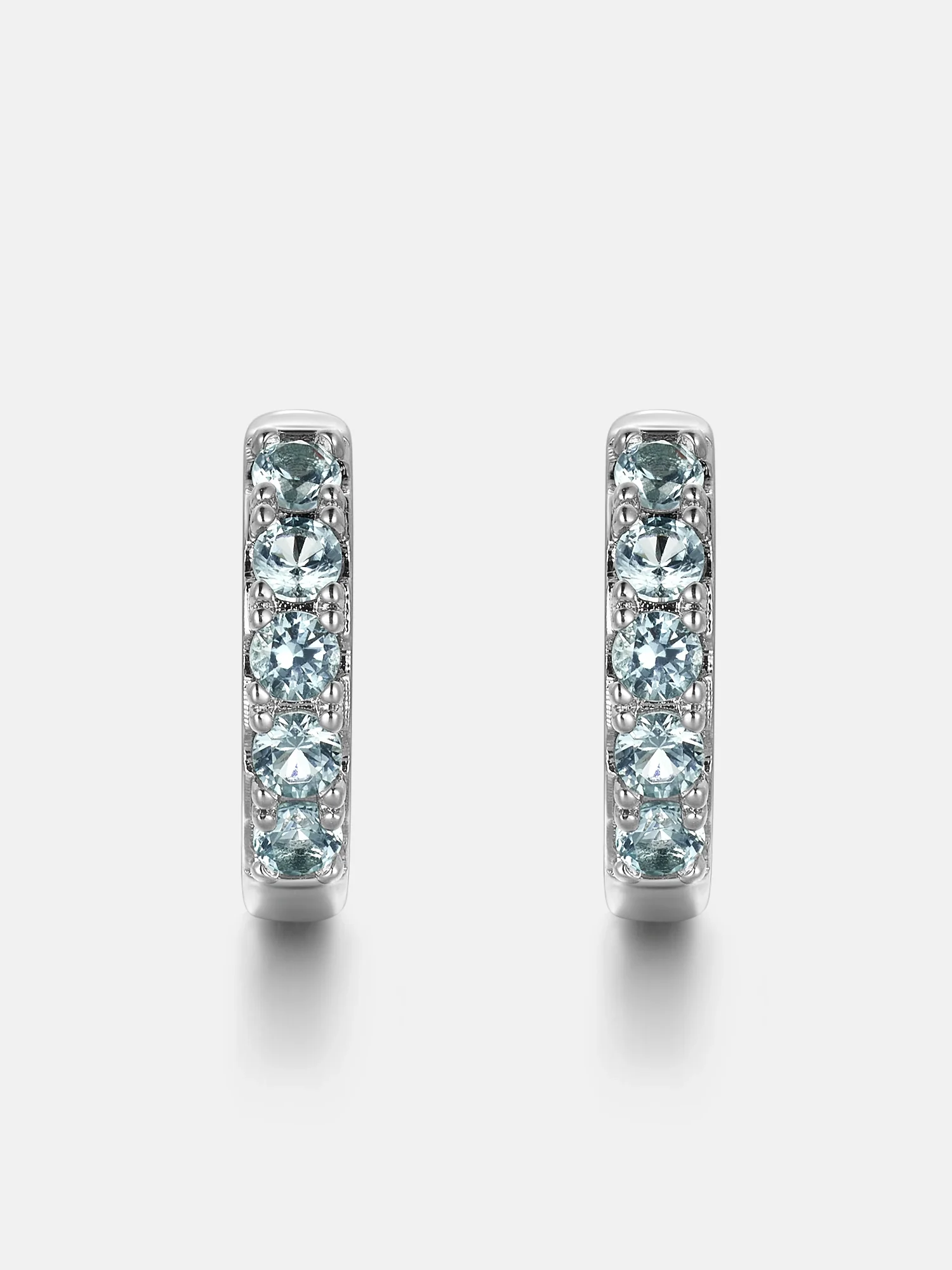 Blue Moissanite Single Row Hoop Earrings
