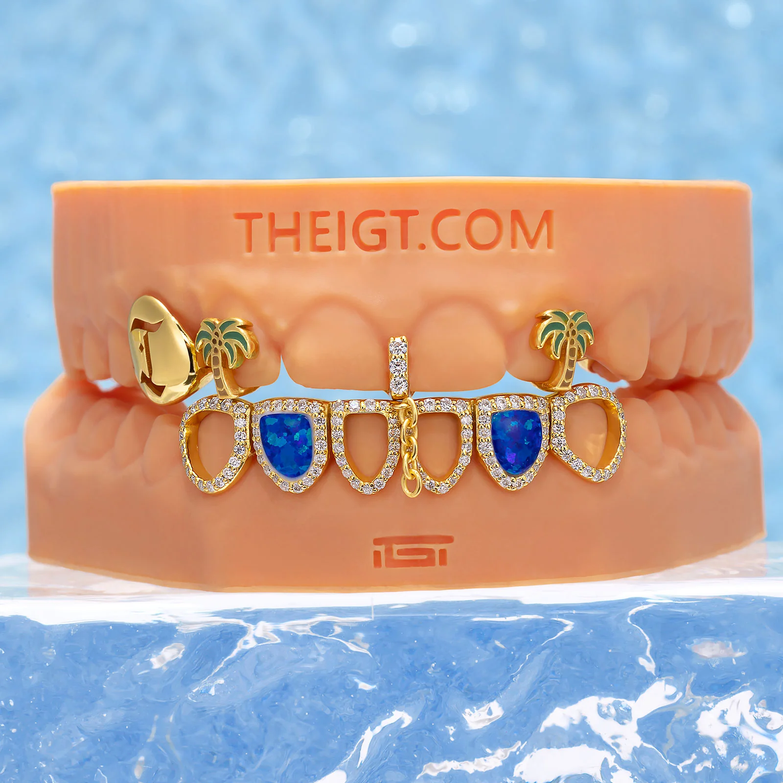 Blue Opal & Coconut Grillz
