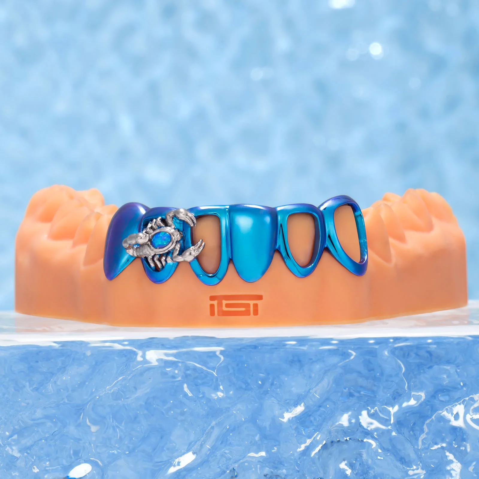Blue Opal Scorpion Titanium Custom Grillz