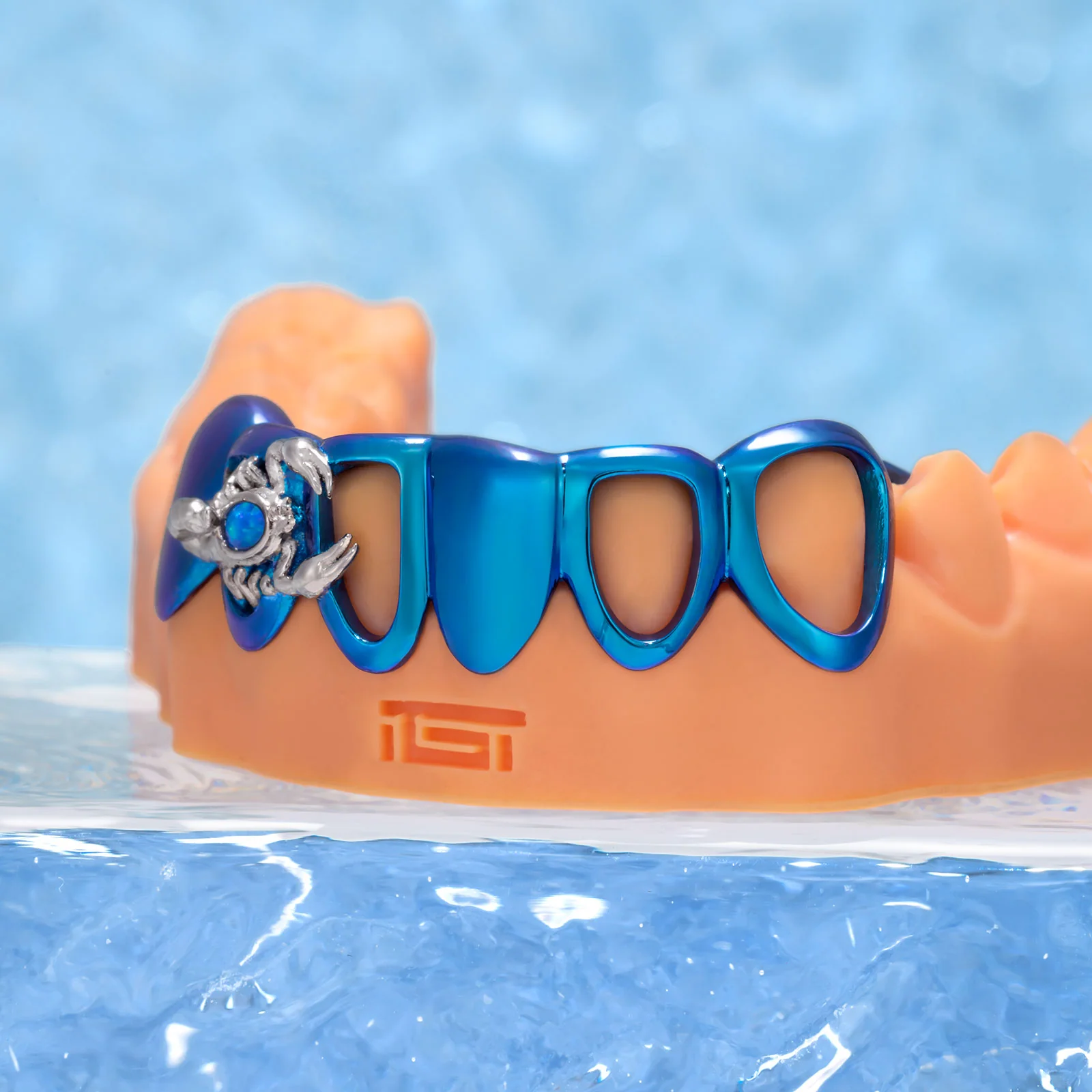 Blue Opal Scorpion Titanium Custom Grillz - Image 5