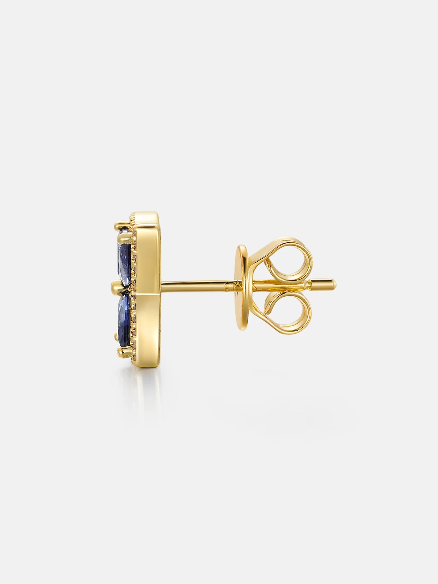 Moissanite Blue Sapphire Clover Stud Earrings - Image 4