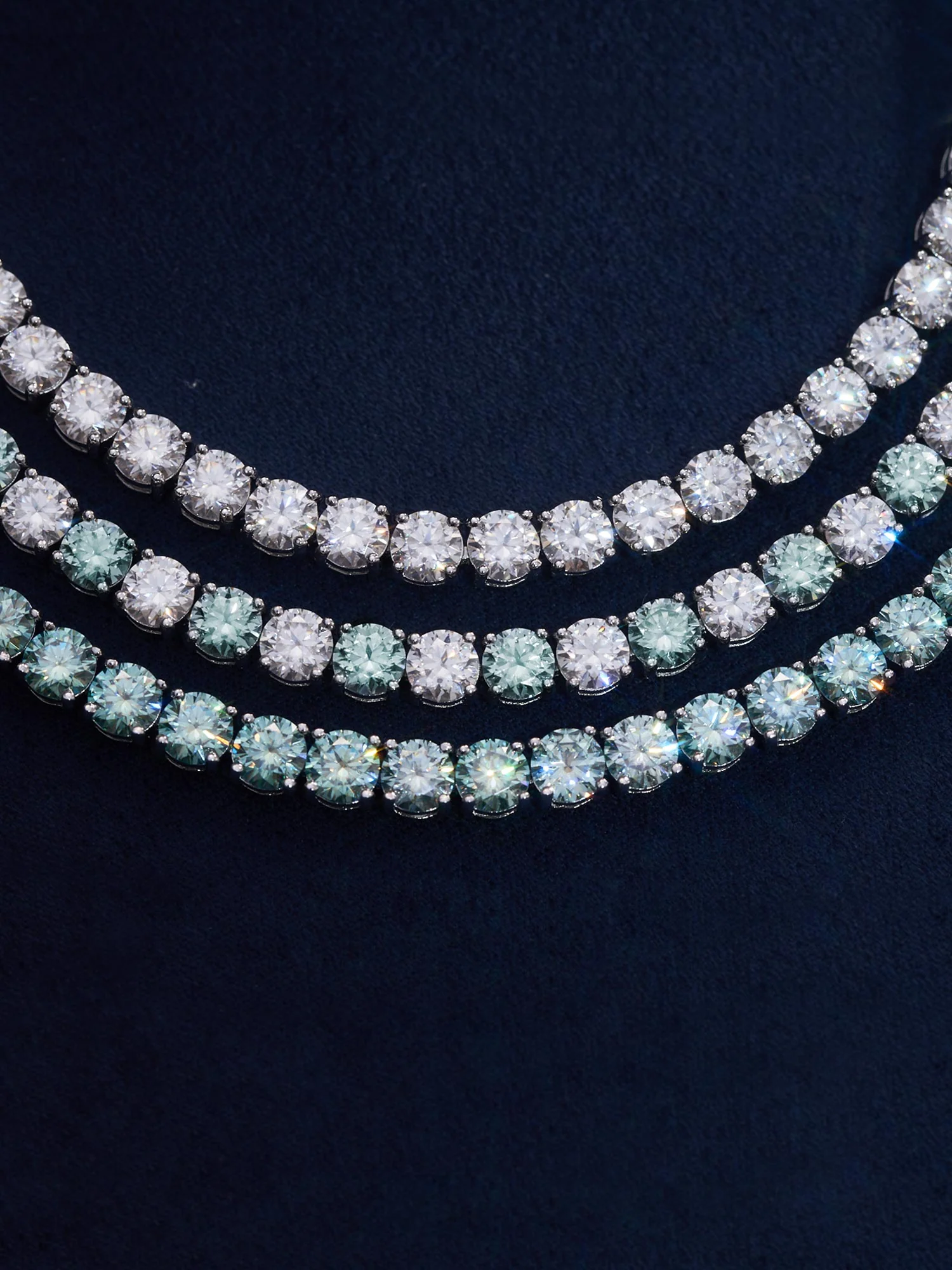 Blue & White Moissanite Tennis Chain Or Bracelet - Image 3
