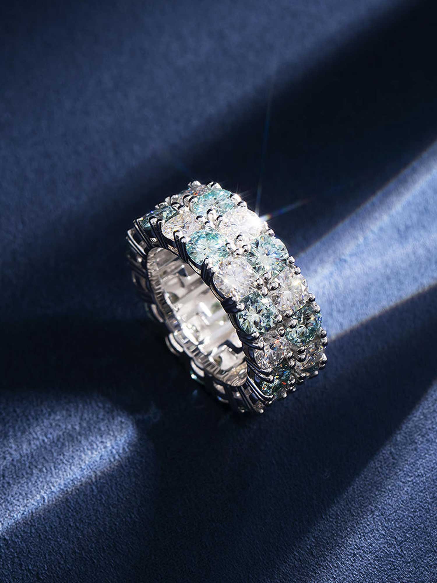 Blue & White Two Row Eternity Ring - Image 3