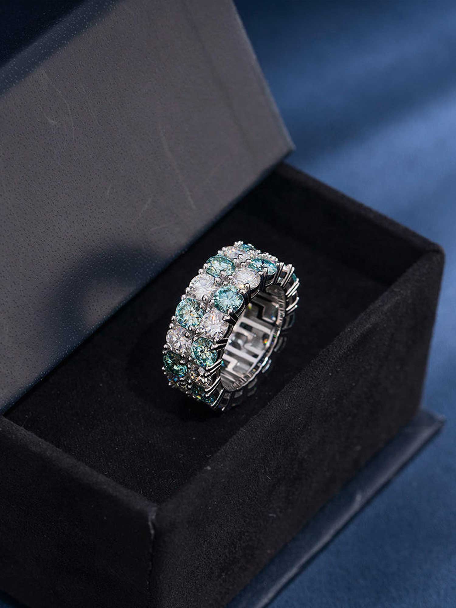 Blue & White Two Row Eternity Ring - Image 4