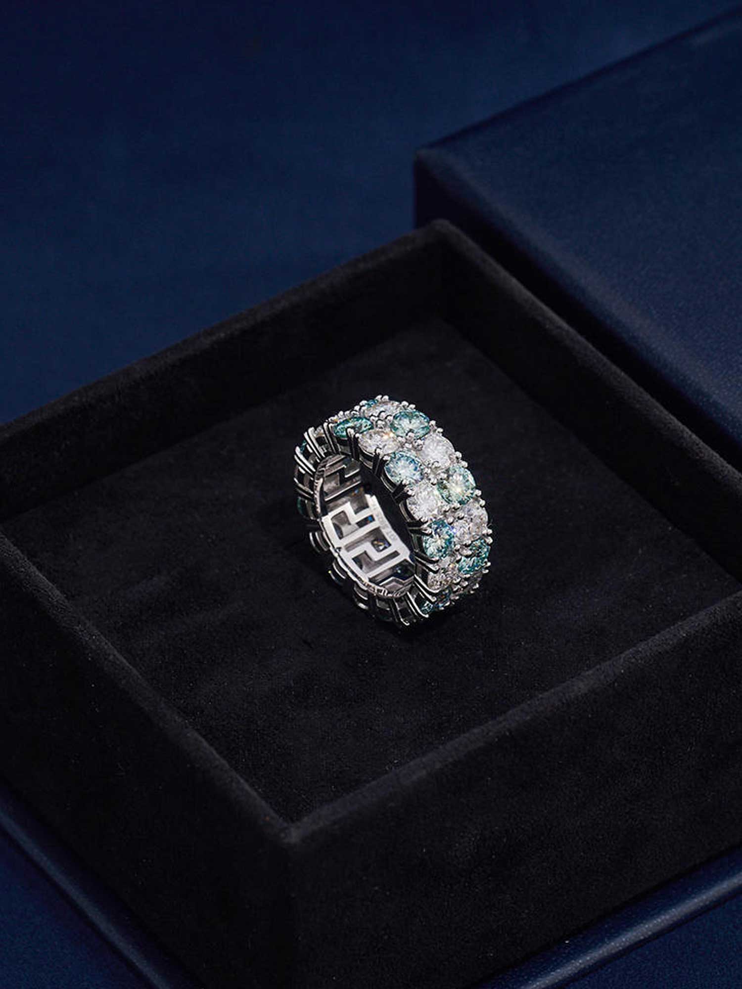 Blue & White Two Row Eternity Ring - Image 5