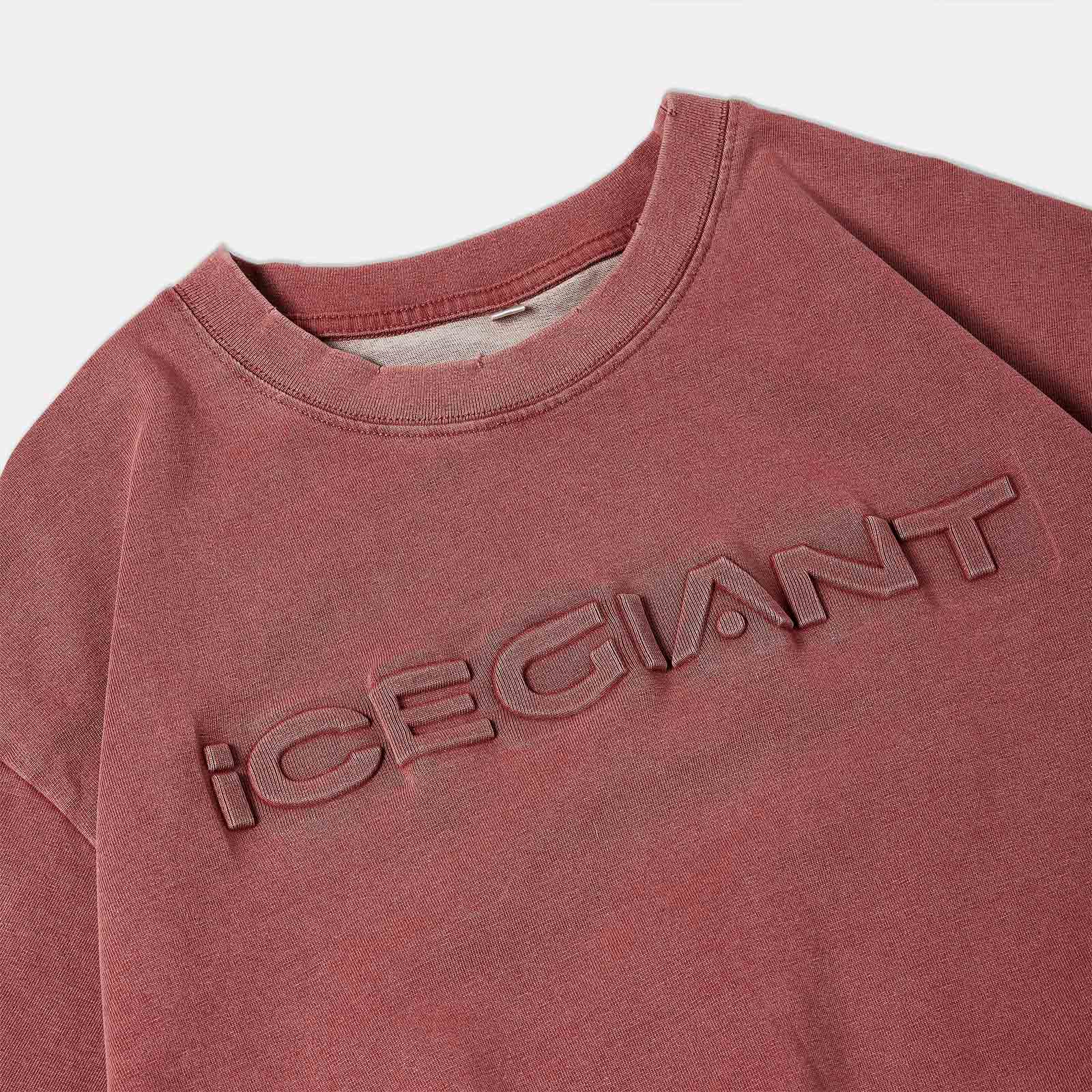 Boxy Washed Embroidered T-Shirt - Pink - Image 3