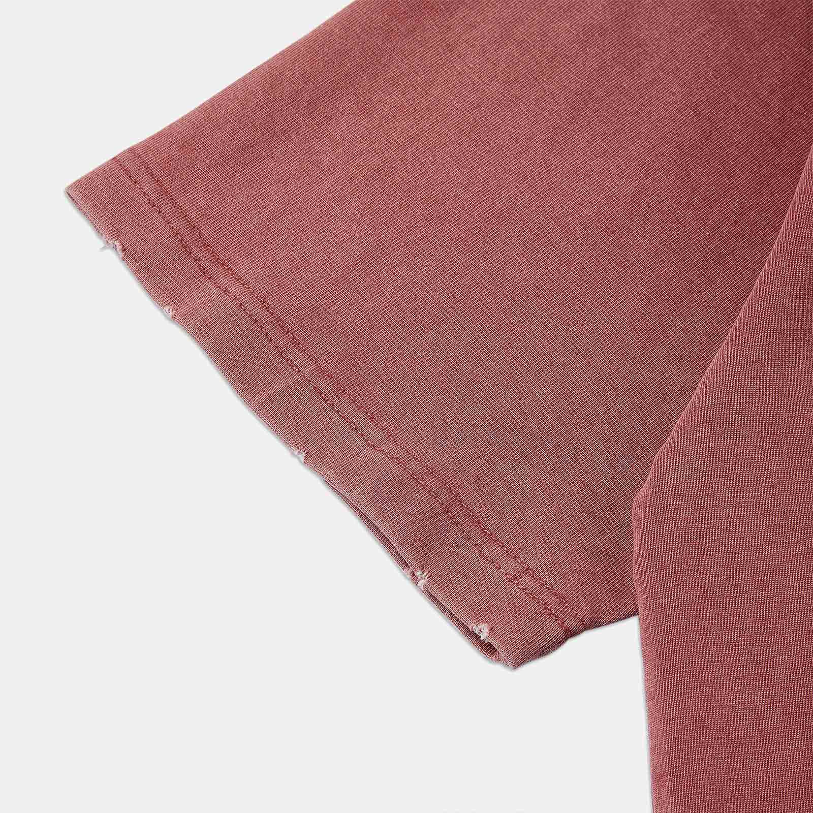 Boxy Washed Embroidered T-Shirt - Pink - Image 4