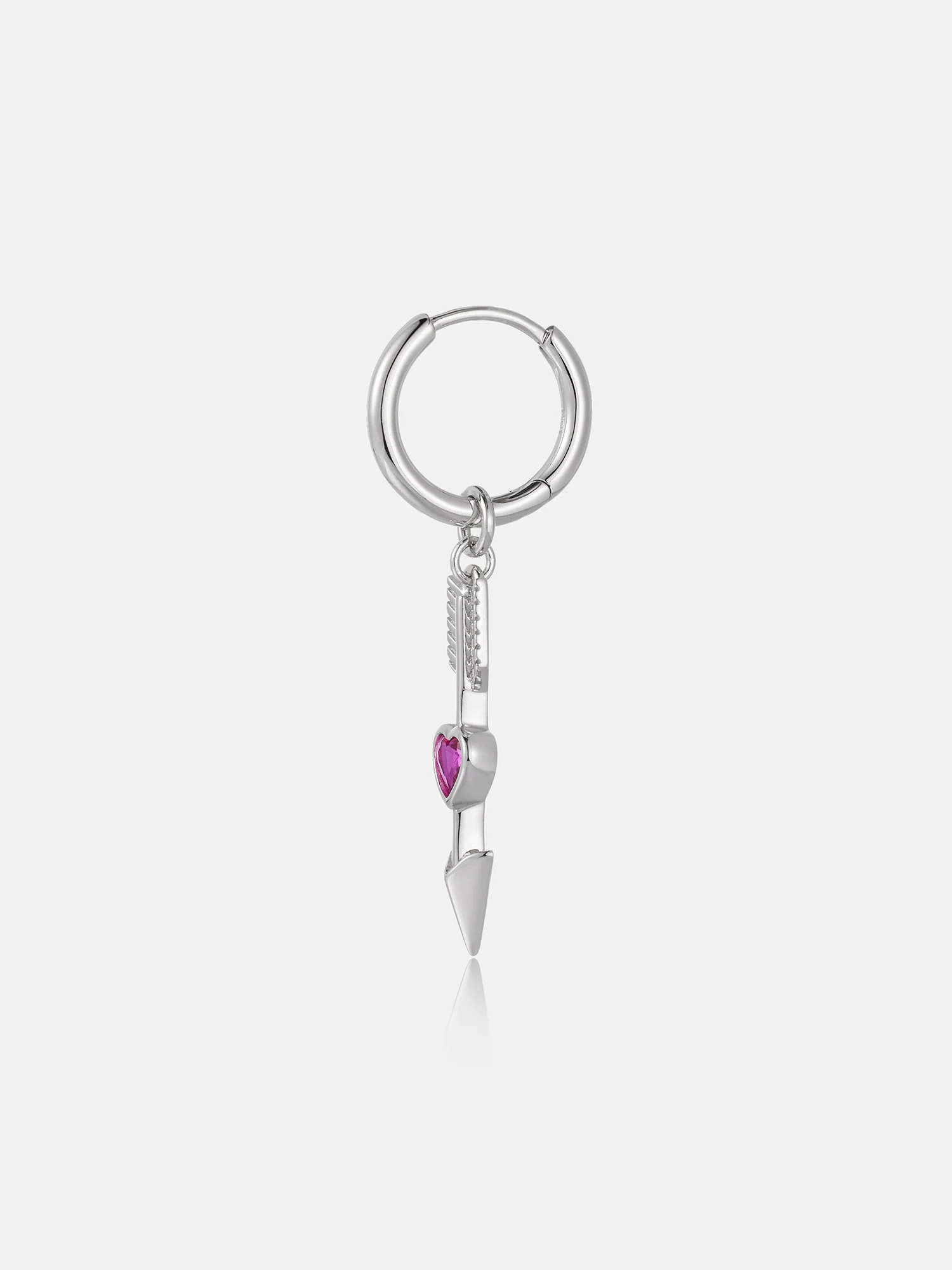 Cerise Heart Arrow Hoop Drop Earrings - Image 3