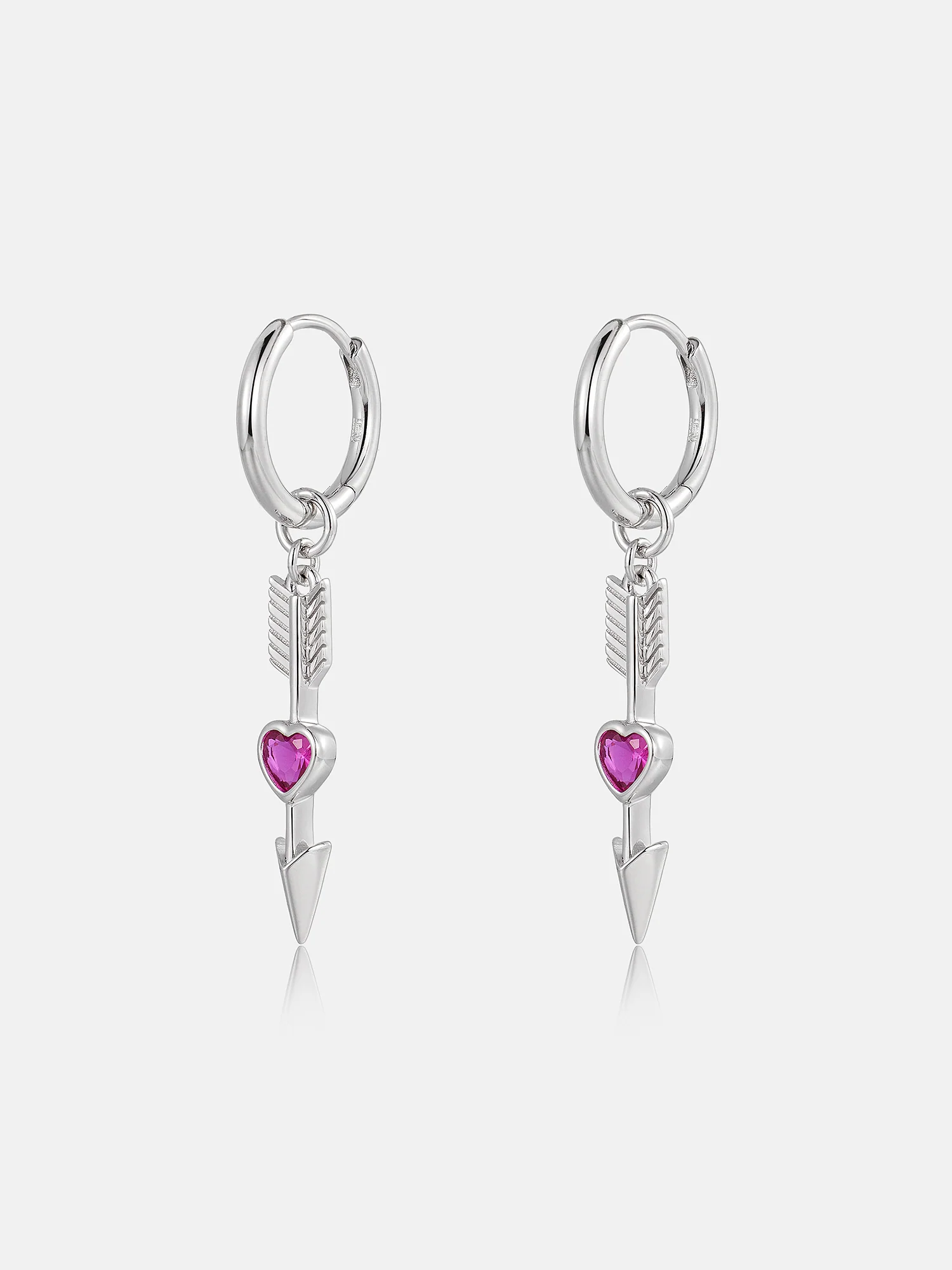 Cerise Heart Arrow Hoop Drop Earrings - Image 4