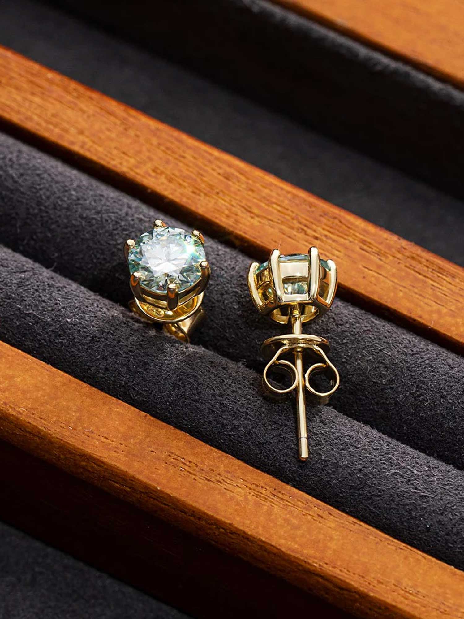 Certified Blue Moissanite Stud Earrings - Image 6