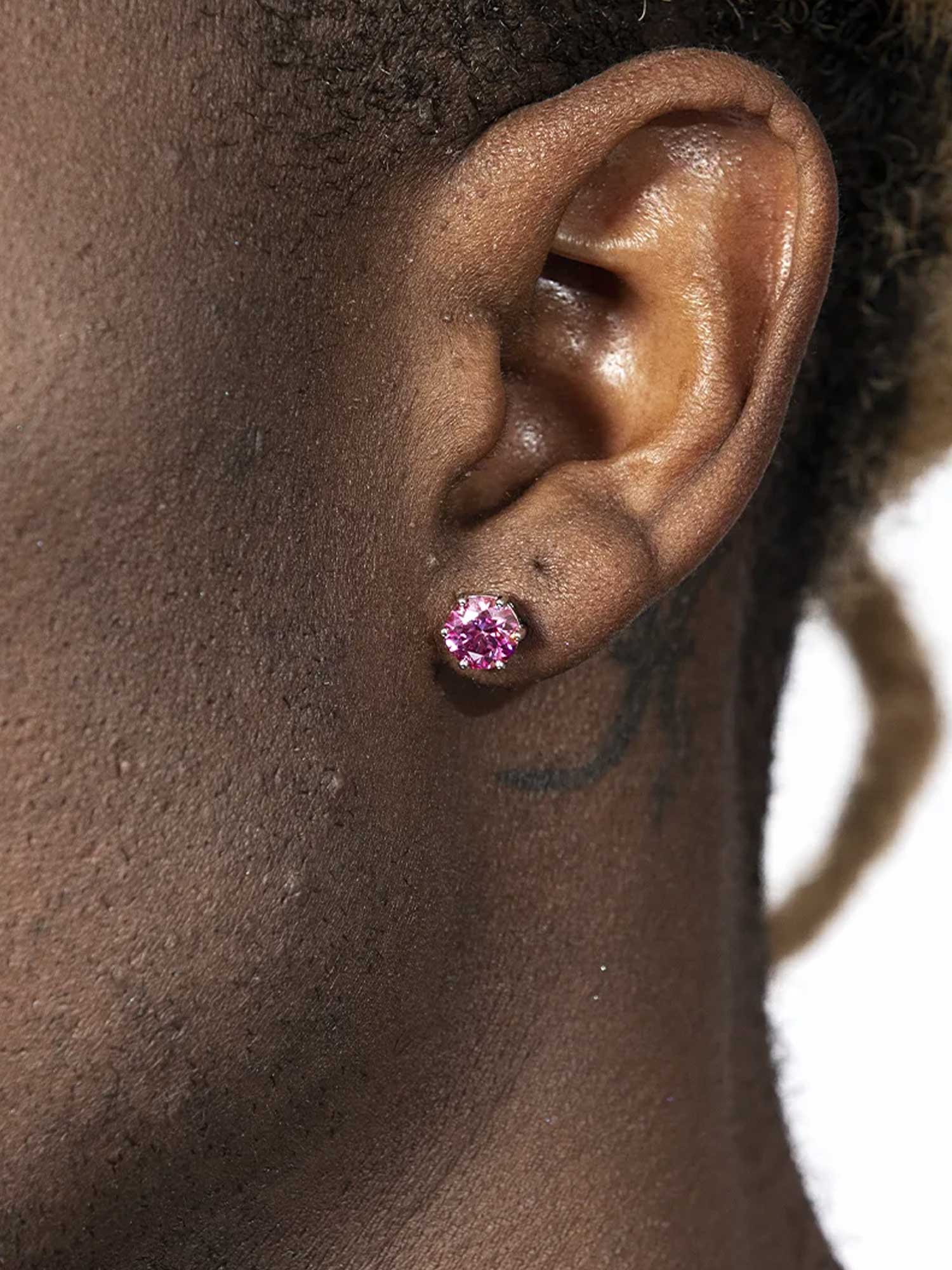Certified Pink Moissanite Stud Earrings-2.00CT Total - Image 5