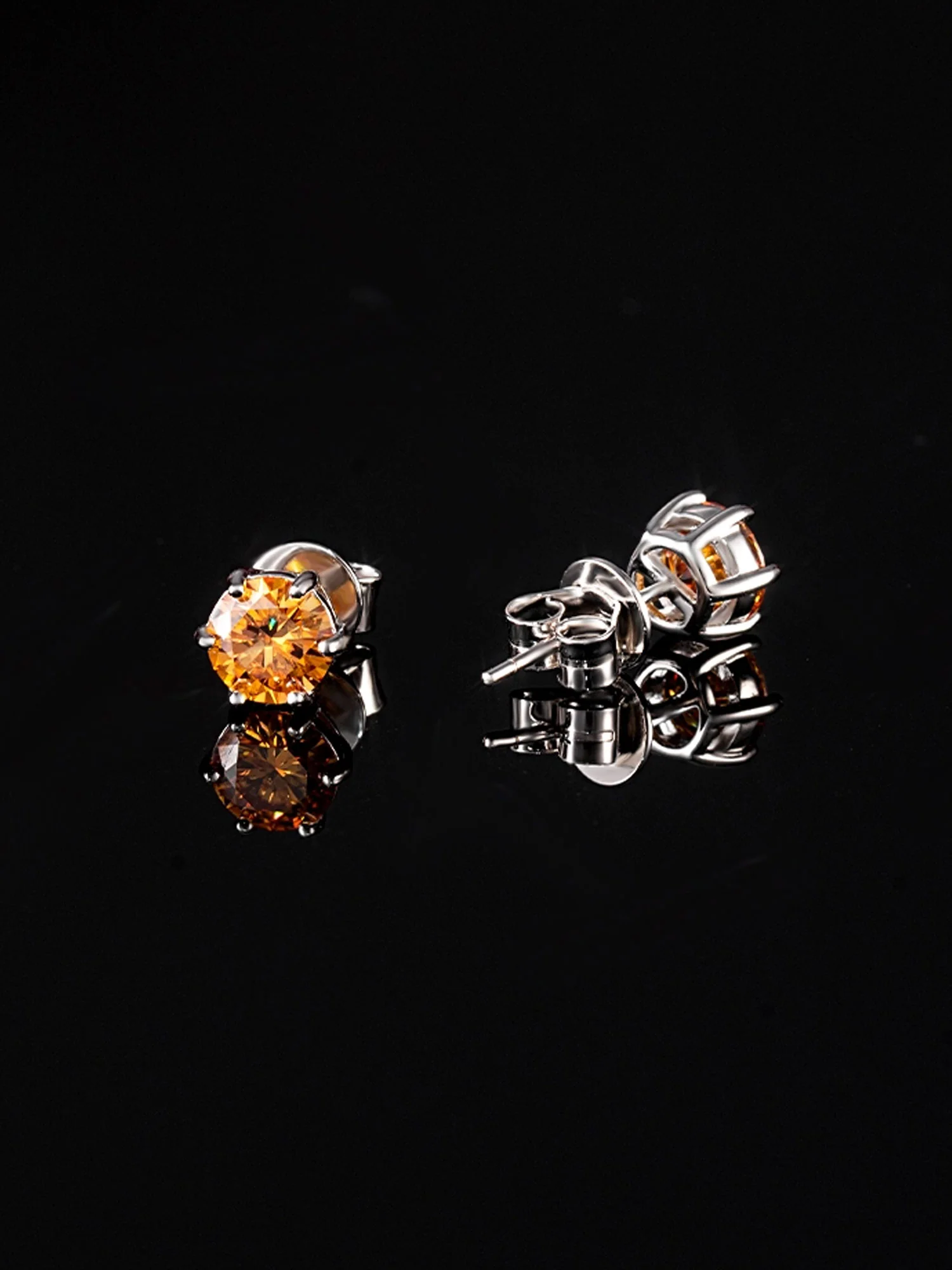 Certified Yellow Moissanite Stud Earrings-2.00CT Total - Image 2