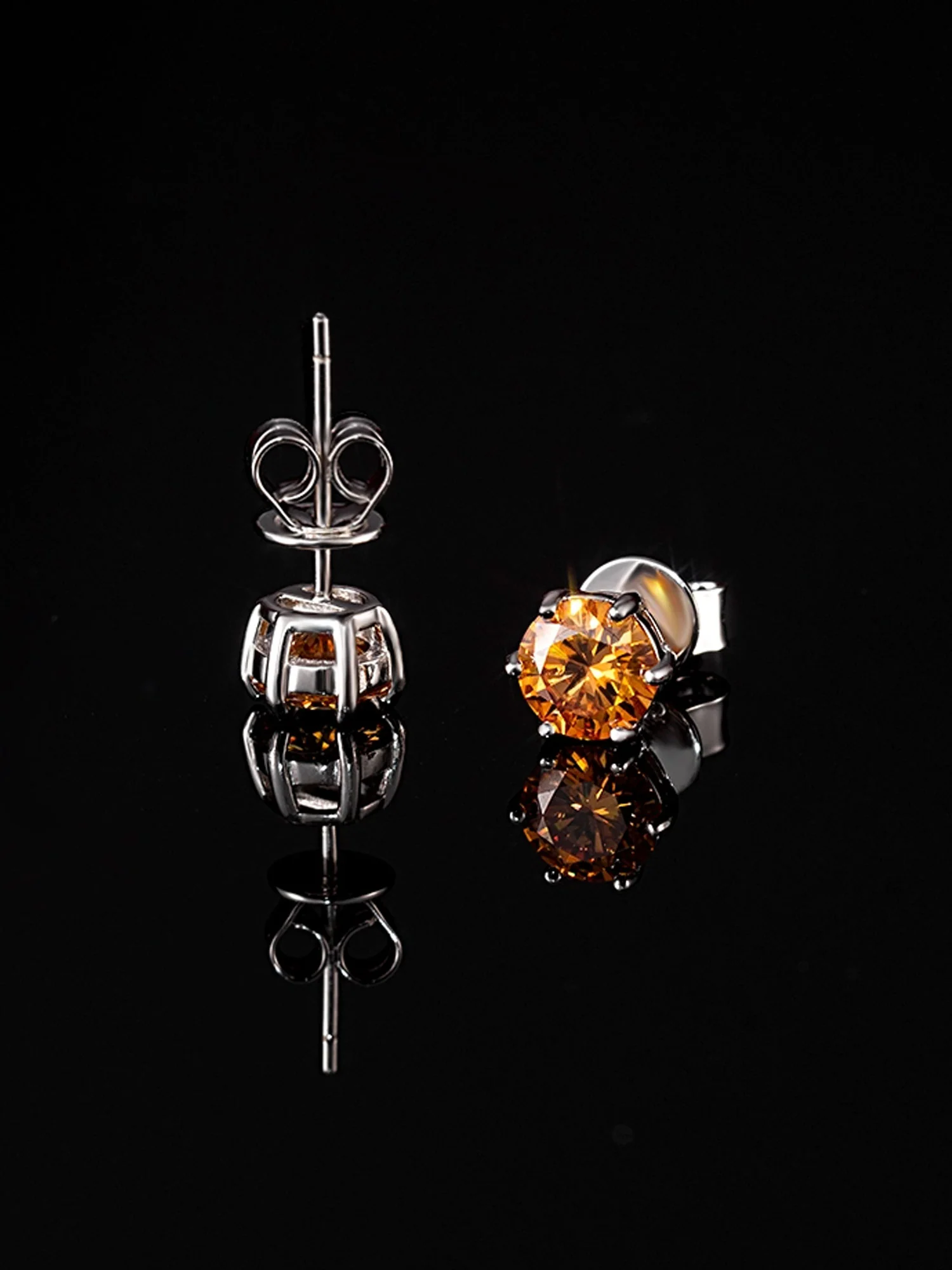 Certified Yellow Moissanite Stud Earrings-2.00CT Total - Image 3
