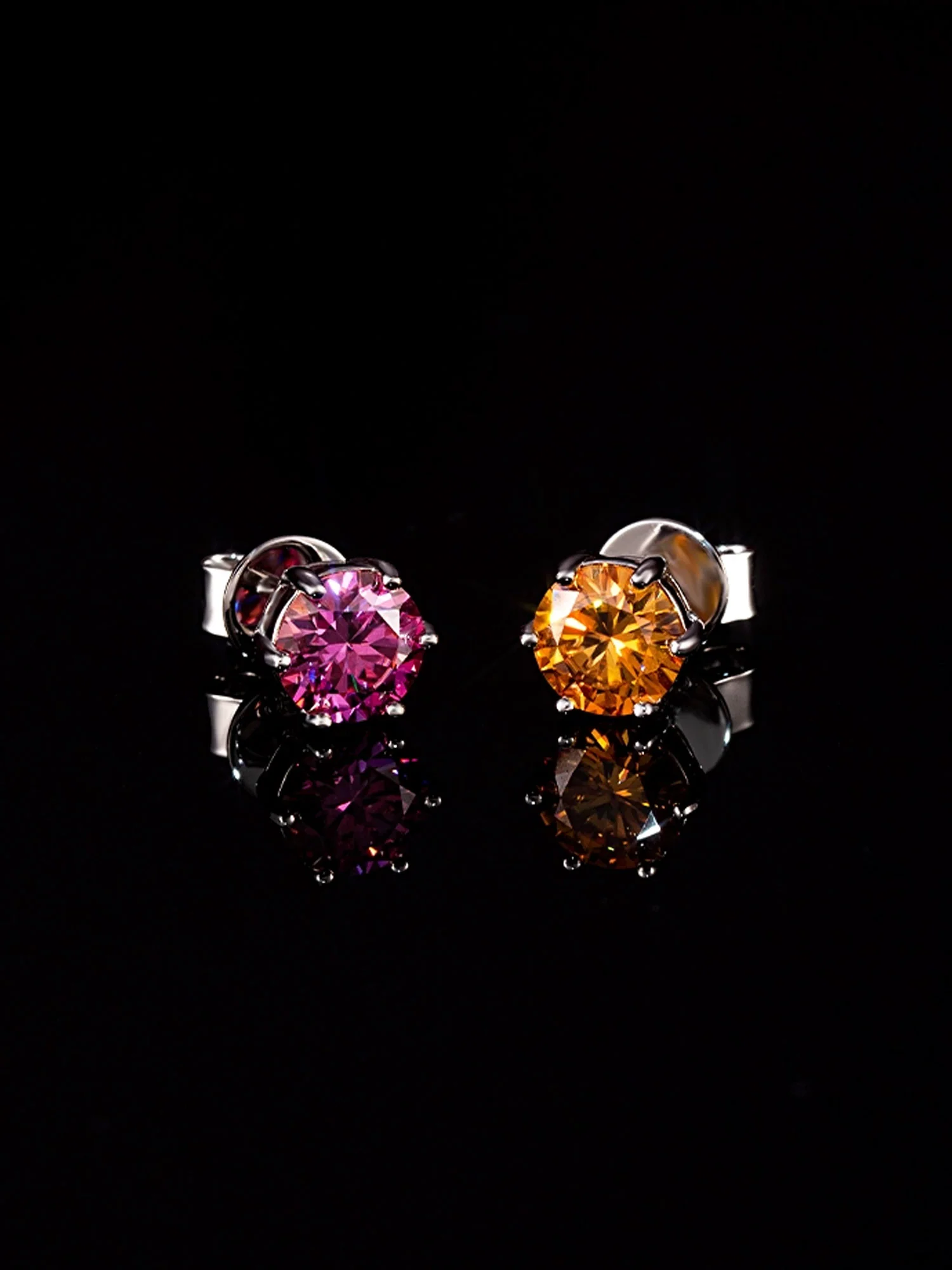Certified Yellow Moissanite Stud Earrings-2.00CT Total - Image 4