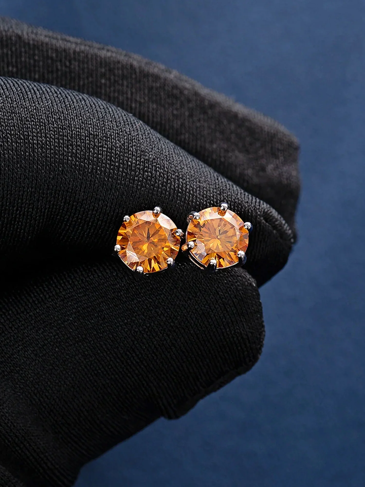 Certified Yellow Moissanite Stud Earrings-2.00CT Total - Image 5