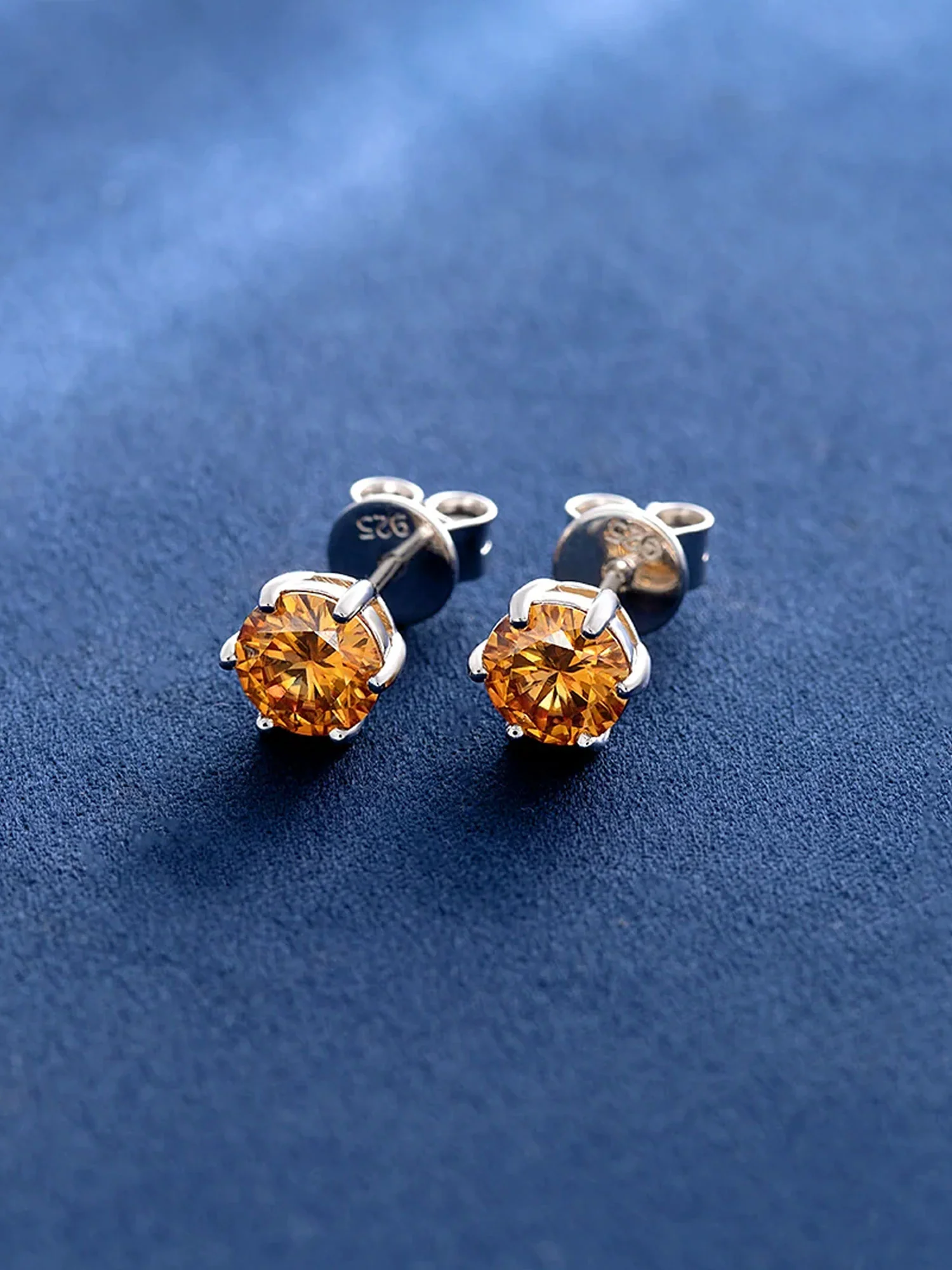 Certified Yellow Moissanite Stud Earrings-2.00CT Total - Image 6