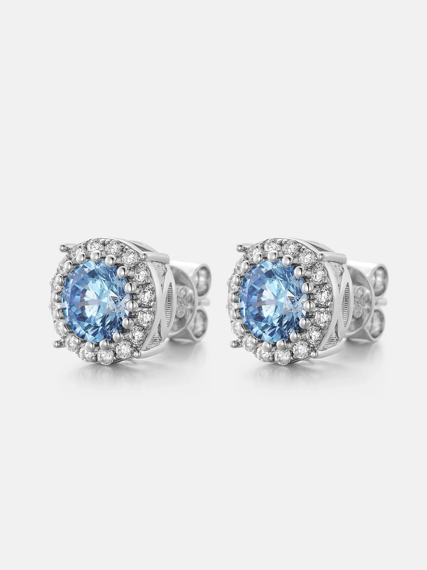 Colored Gem Moissanite Cluster Solitaire Earrings - Image 3