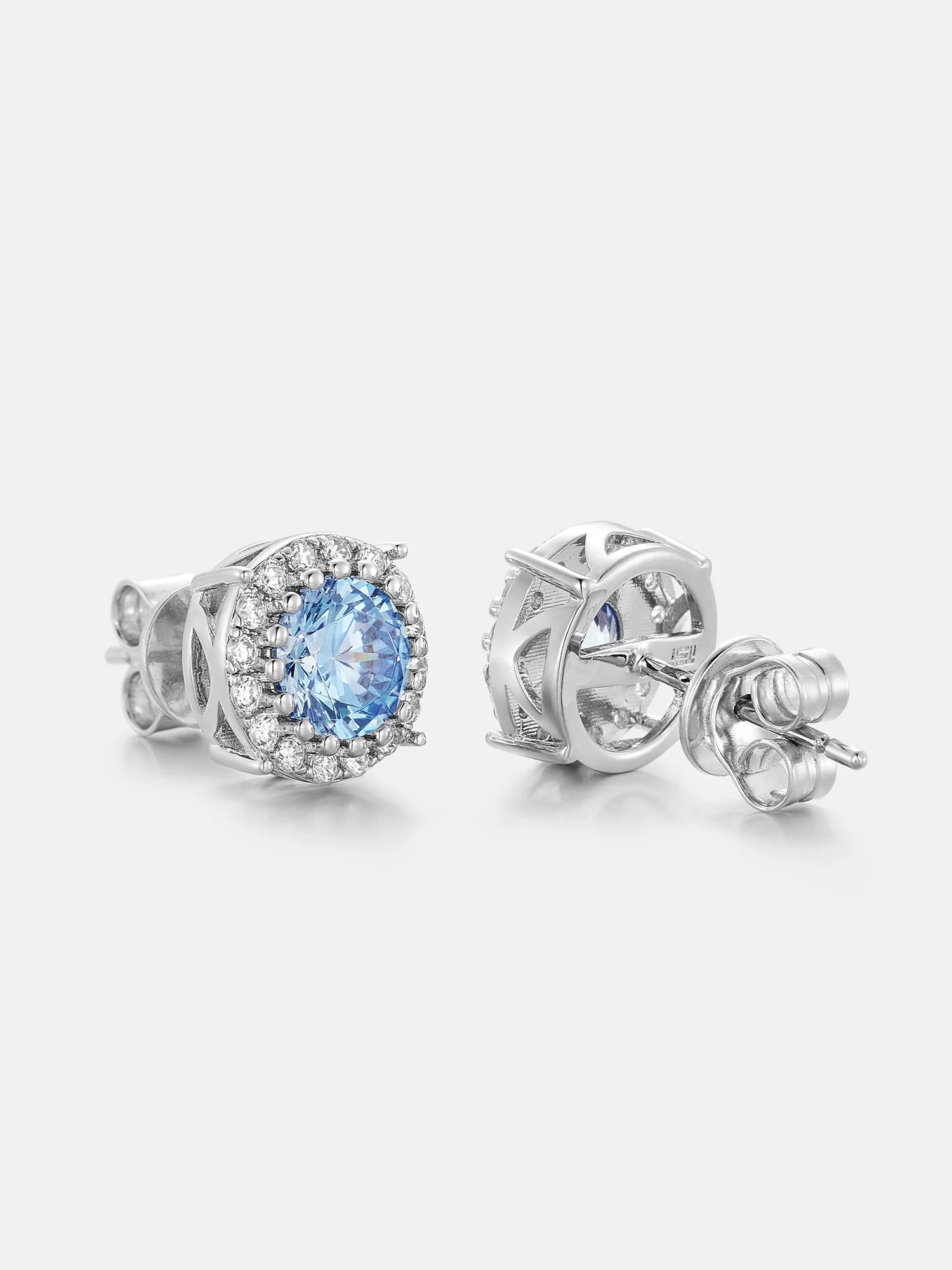 Colored Gem Moissanite Cluster Solitaire Earrings - Image 4
