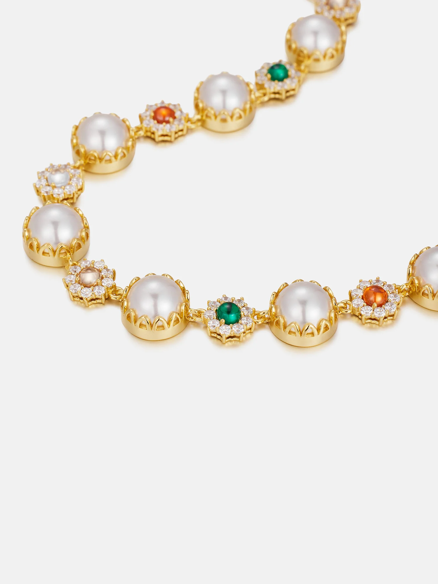Colored Gem White Moissanite Daisy Pearl Chain - Image 3