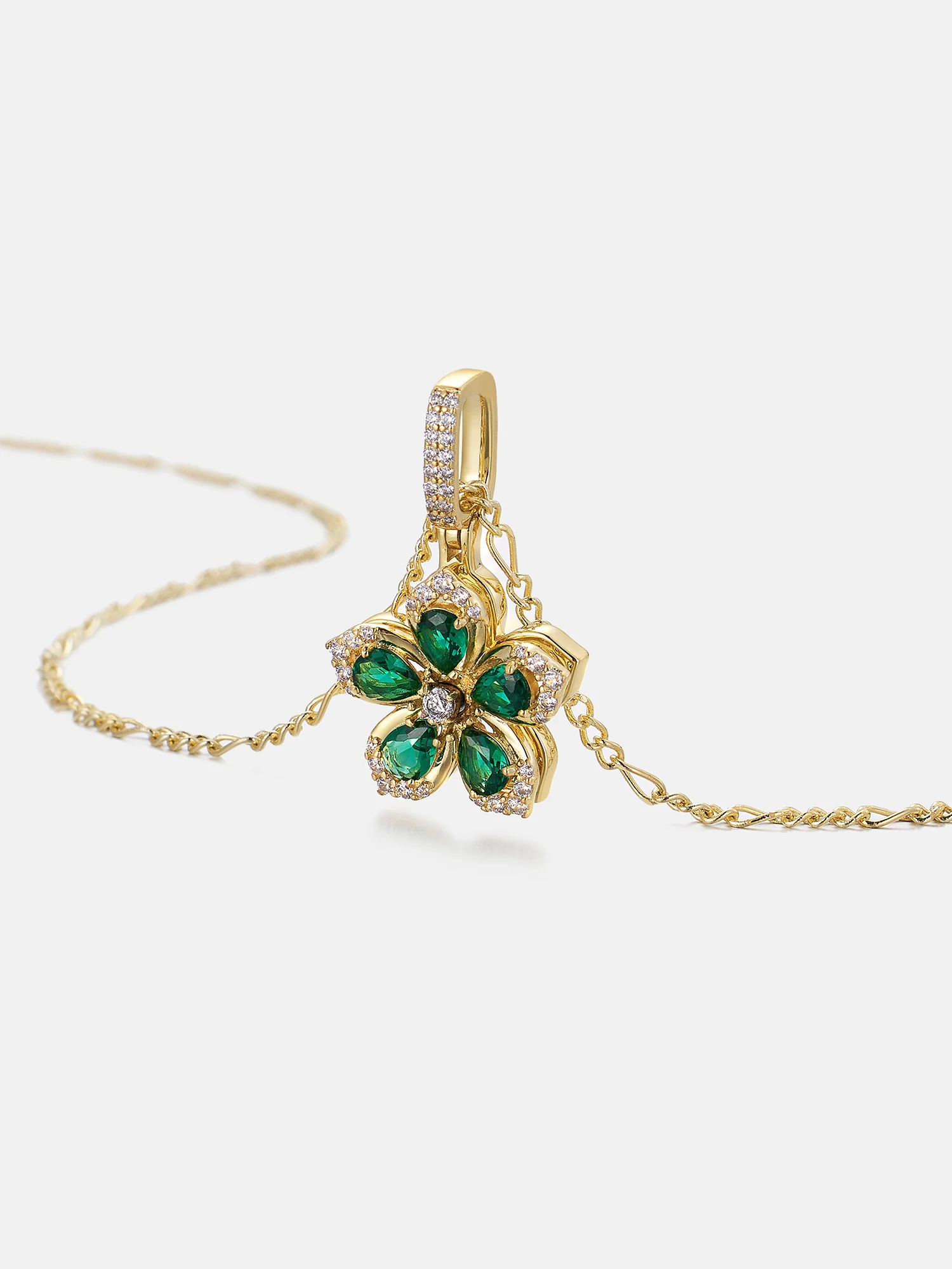 Colored Gemstone Moissanite Flower Rotatable Necklace - Image 4