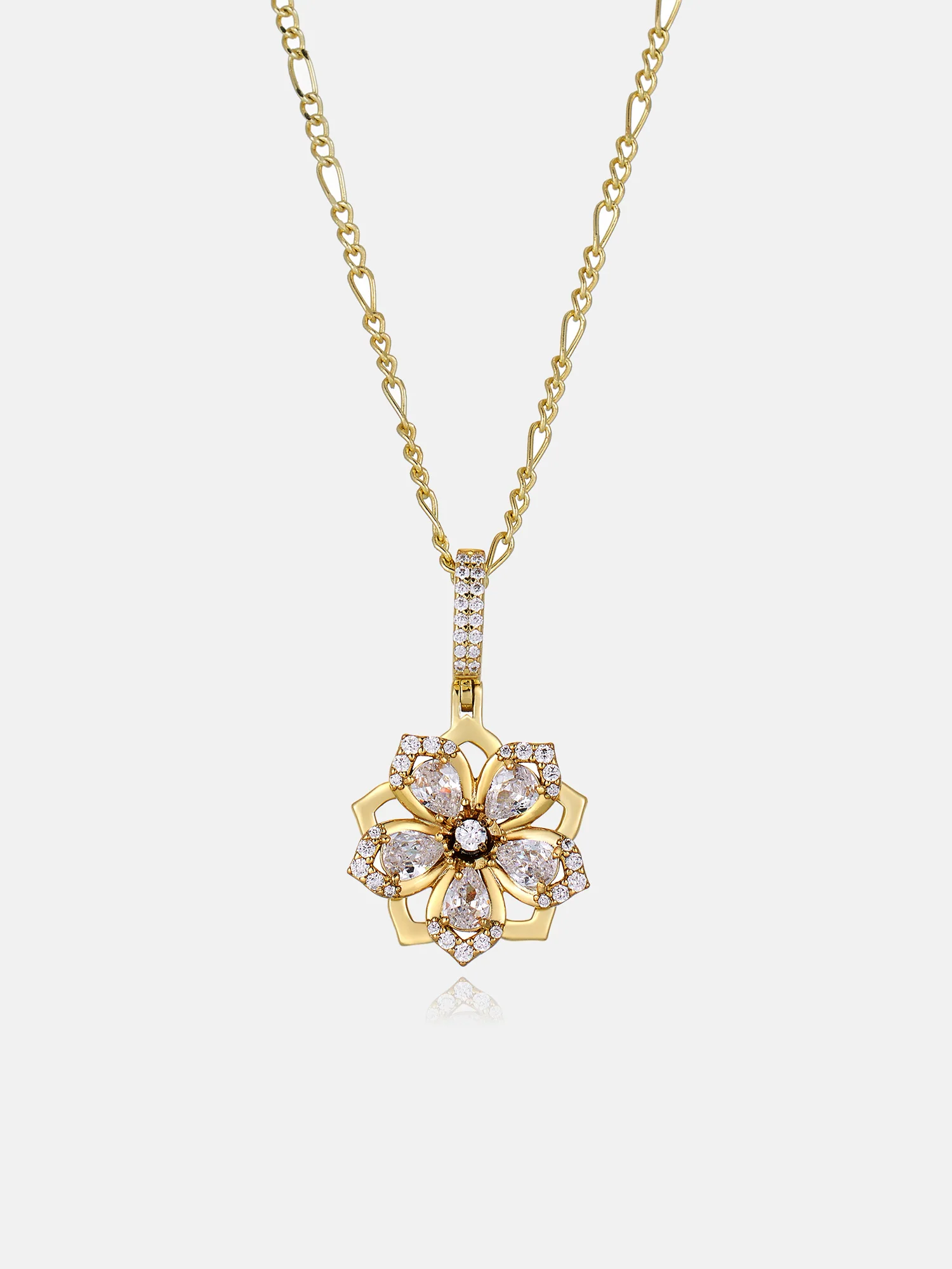 Colored Gemstone Moissanite Flower Rotatable Necklace - Image 6