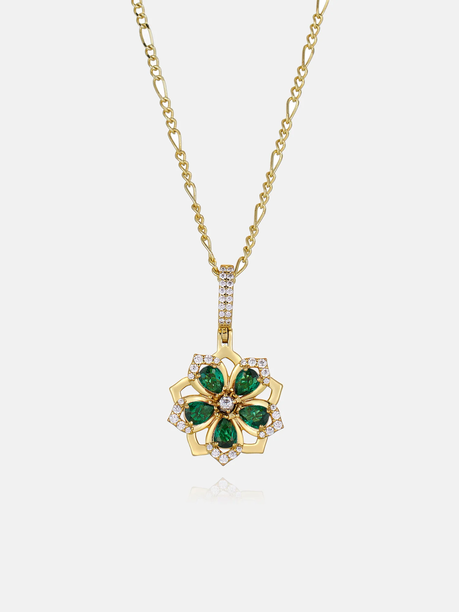 Colored Gemstone Moissanite Flower Rotatable Necklace - Image 7