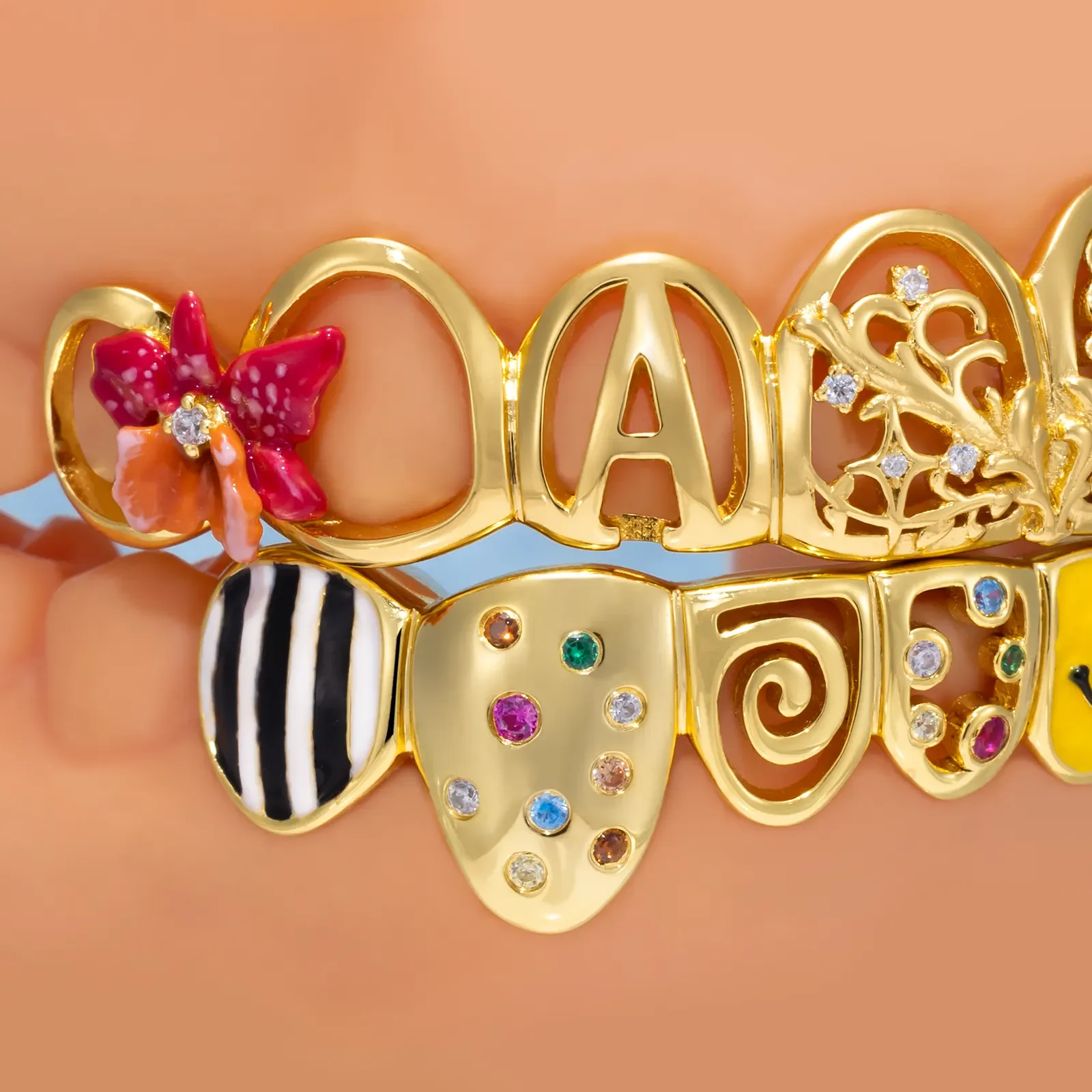 Colorful Enamel Floral Grillz - Image 2