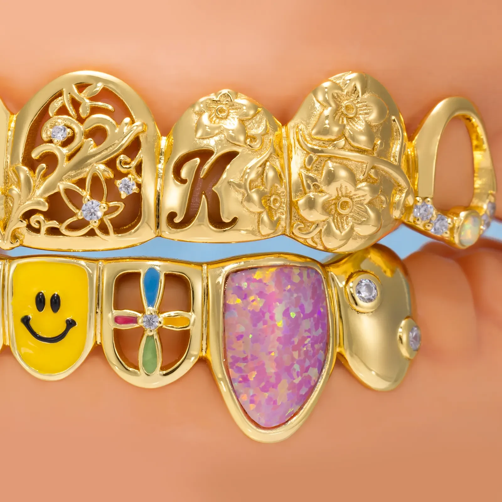 Colorful Enamel Floral Grillz - Image 3