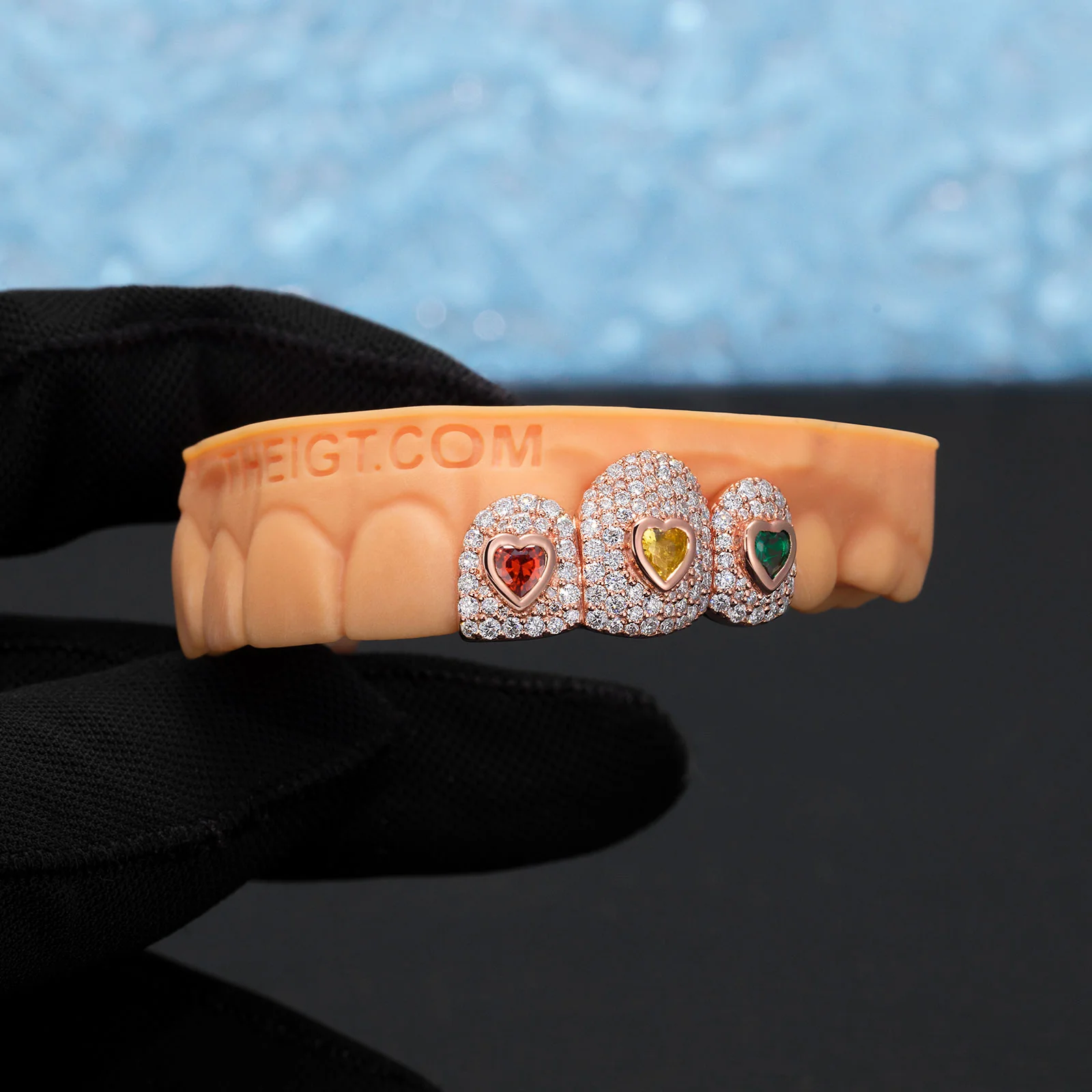 Colorful Gemstone Heart Grillz - Image 3